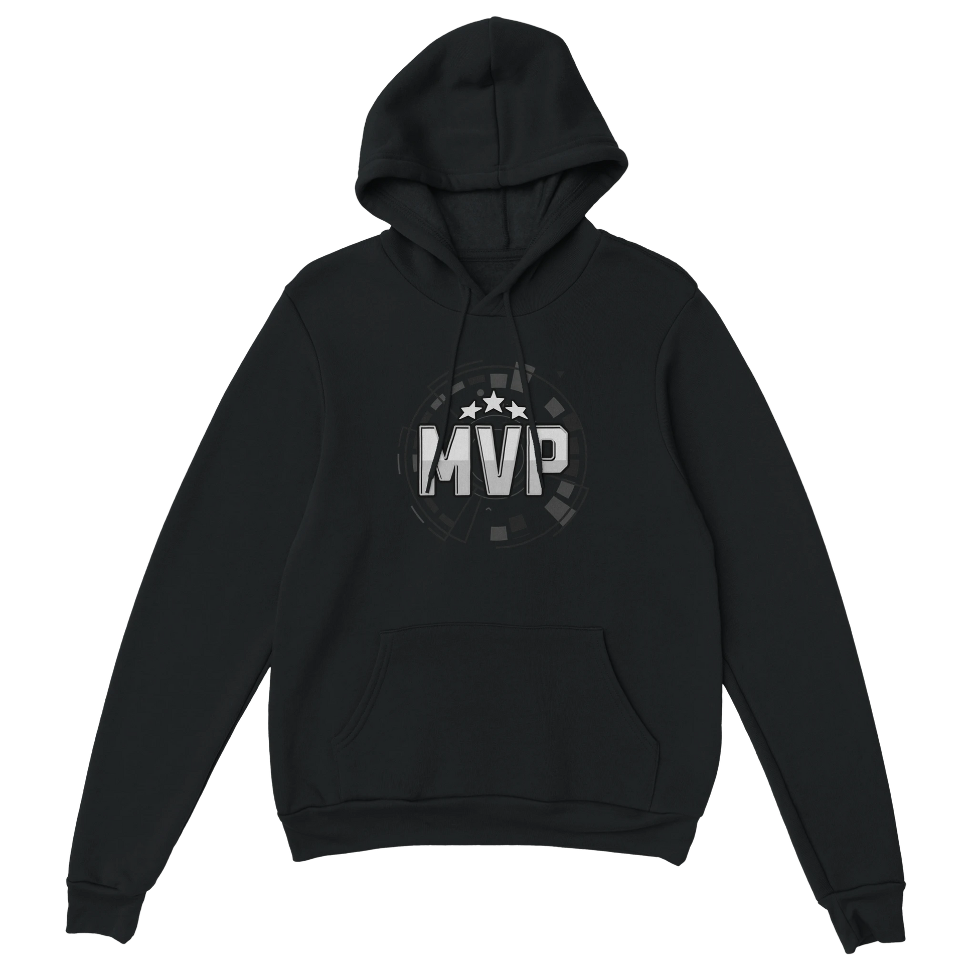Gamer Hoodie - MVP schwarz – Gaming Hoodie Flatlay mit MVP Print