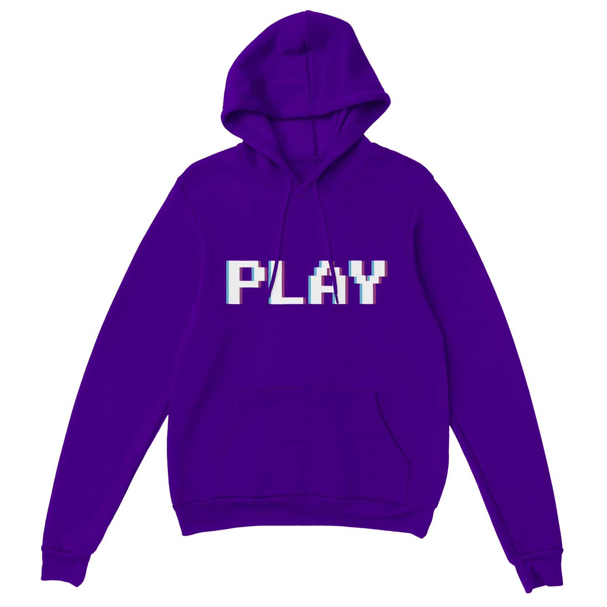 Gamer Hoodie - PLAY lila – Gaming Hoodie Flatlay mit PLAY Print
