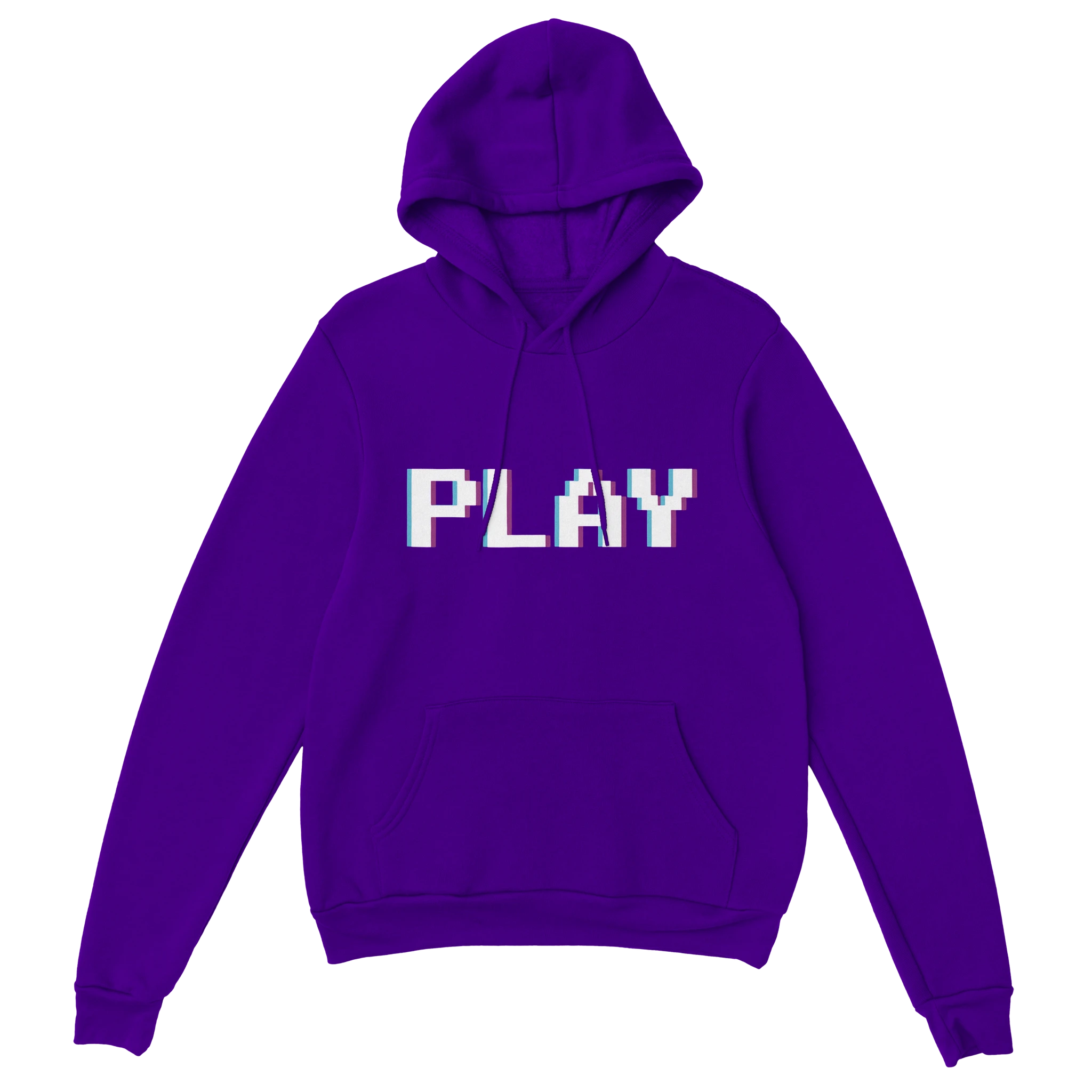 Gamer Hoodie - PLAY lila – Gaming Hoodie Flatlay mit PLAY Print