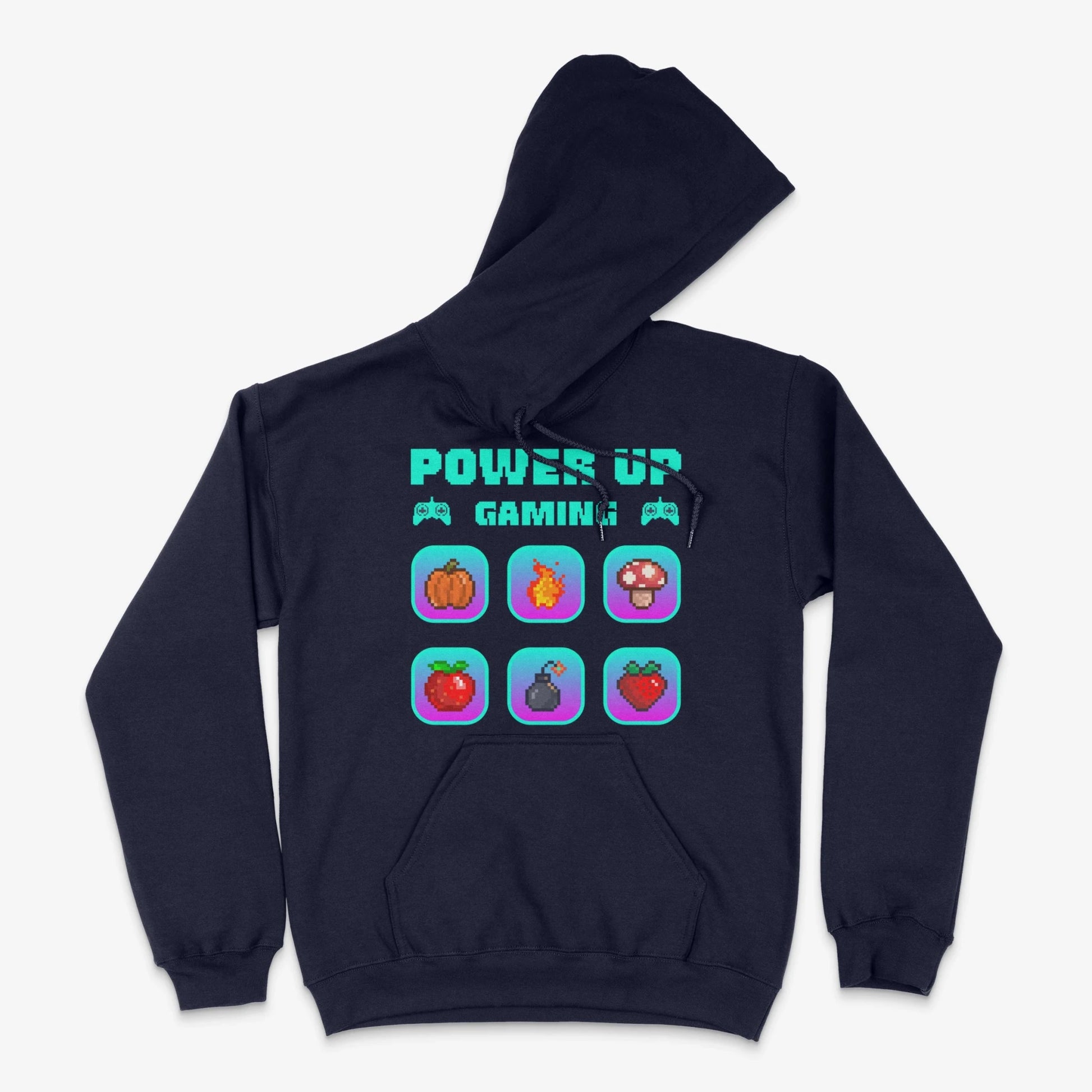 Gamer Hoodie - Power Up Gaming Icons Hoodie in Farbe marine  
