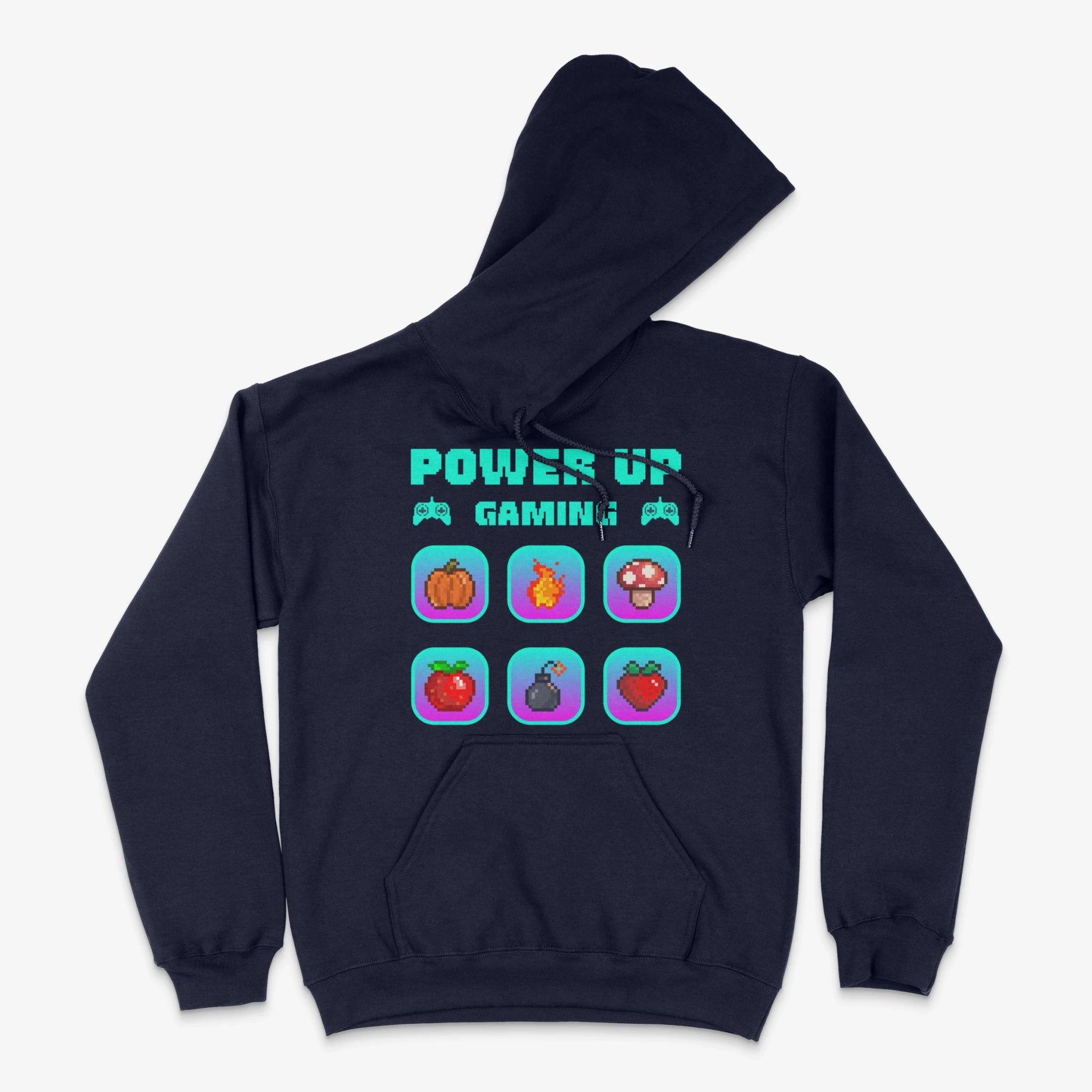 Gamer Hoodie - Power Up Gaming Icons Hoodie in Farbe marine  