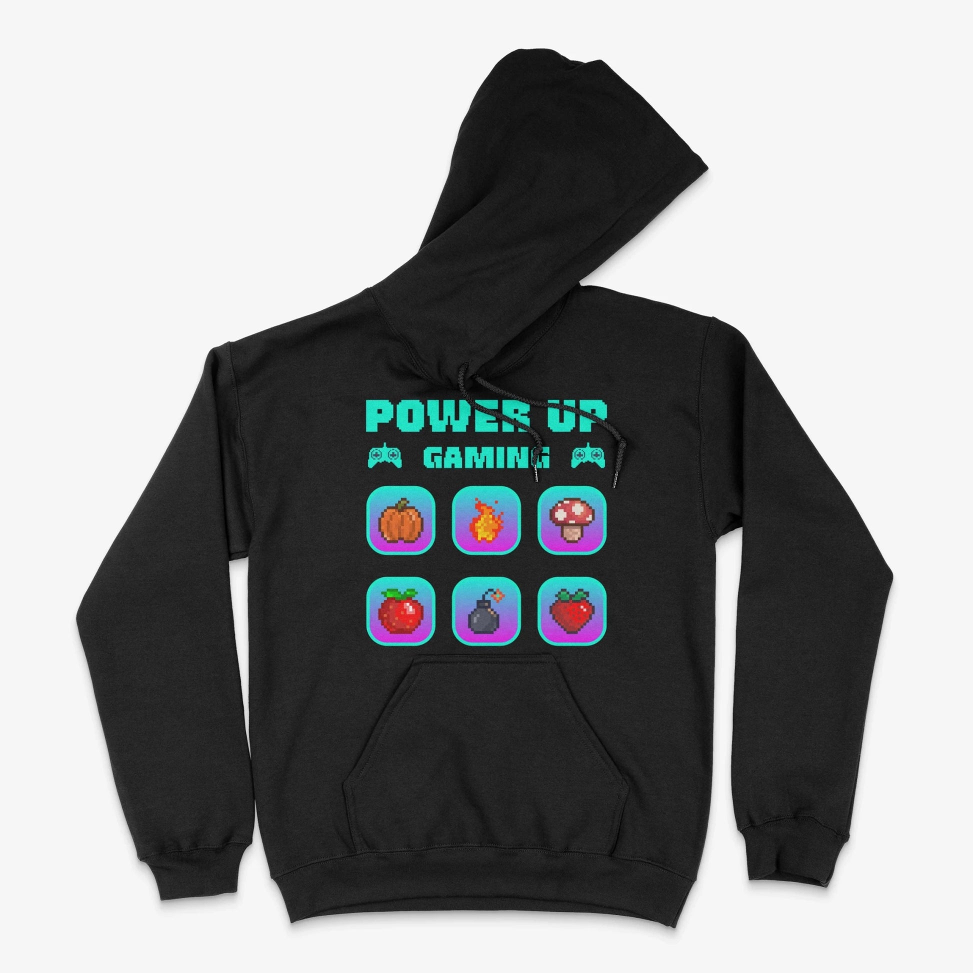 Gamer Hoodie - Power Up Gaming Icons Hoodie in Farbe schwarz  