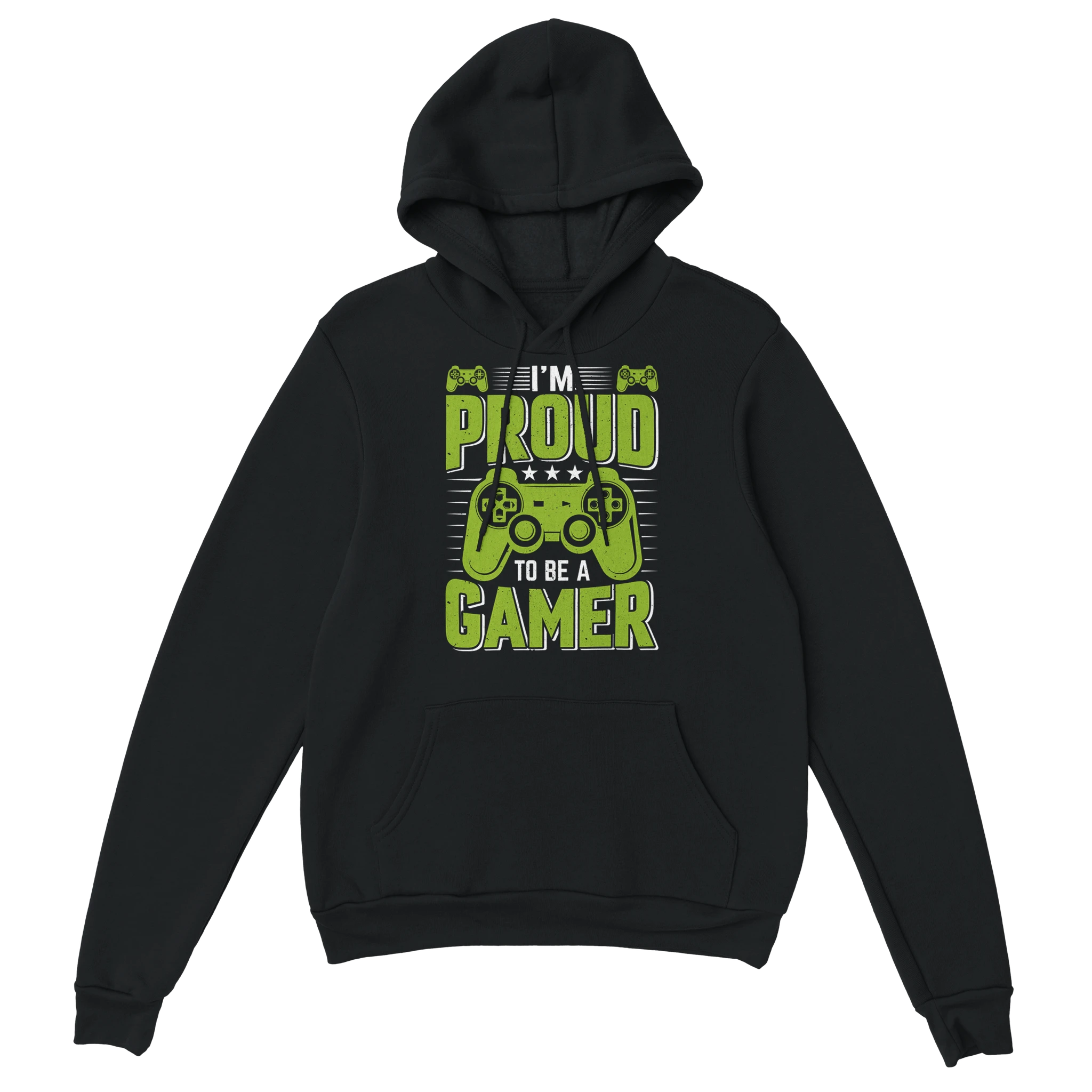 Gamer Hoodie - Proud to Be a Gamer schwarz – Gaming Hoodie Flatlay mit Proud to Be a Gamer Print