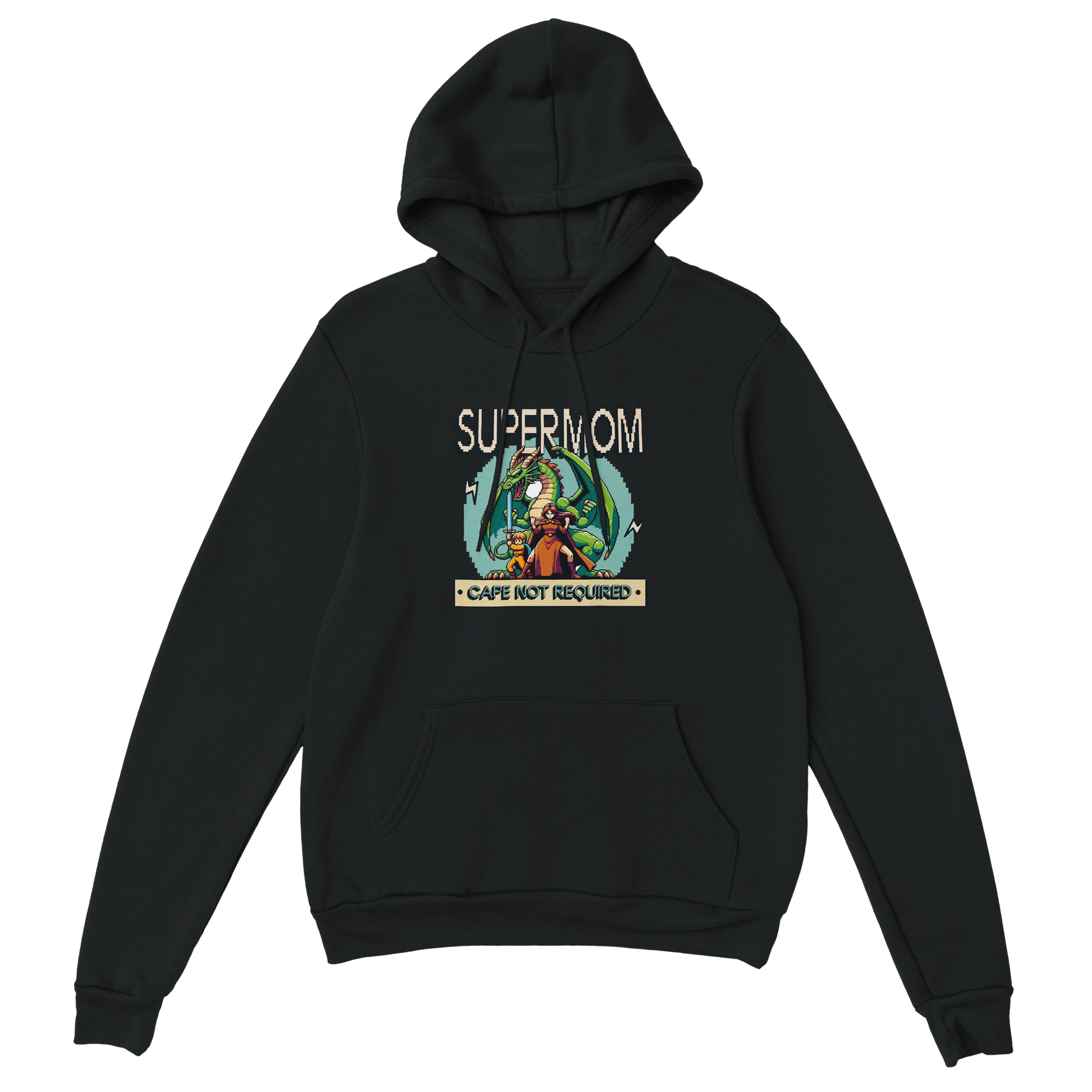 Gamer Hoodie - Super Mom schwarz – Gaming Hoodie Flatlay mit Super Mom Print