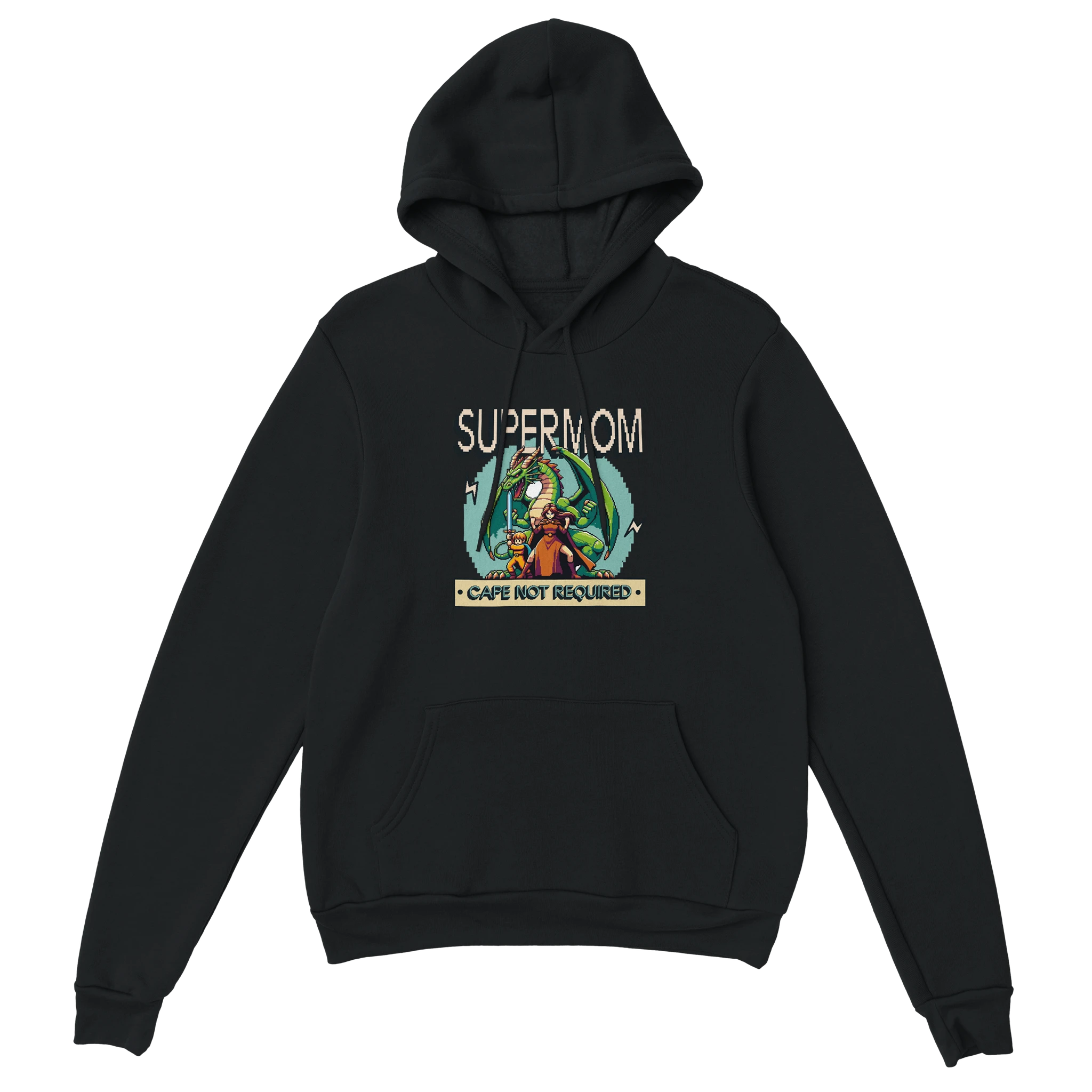 Gamer Hoodie - Super Mom schwarz – Gaming Hoodie Flatlay mit Super Mom Print