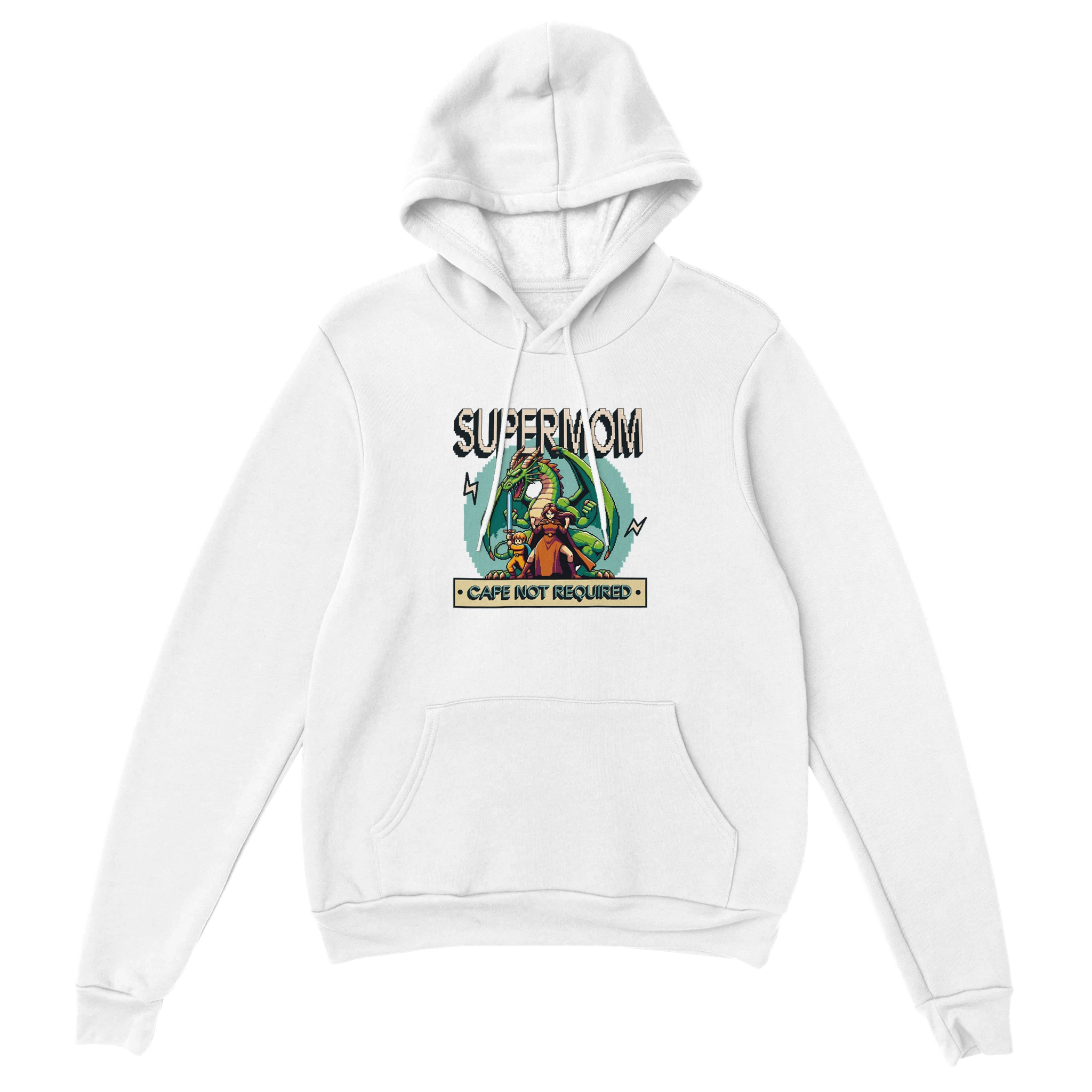 Gamer Hoodie - Super Mom weiss – Gaming Hoodie Flatlay mit Super Mom Print