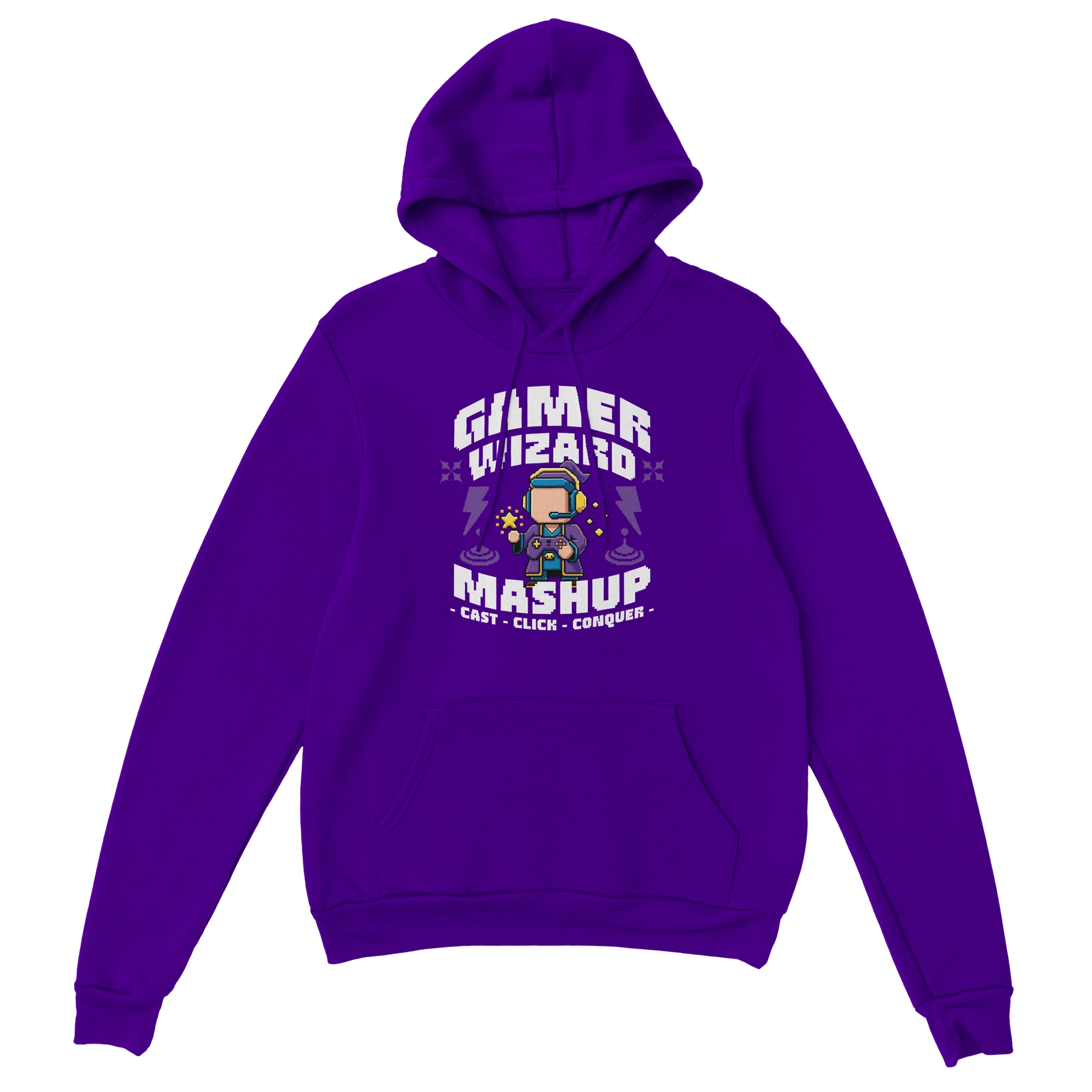 Gamer Hoodie - Wizard lila – Gaming Hoodie Flatlay mit Wizard Print