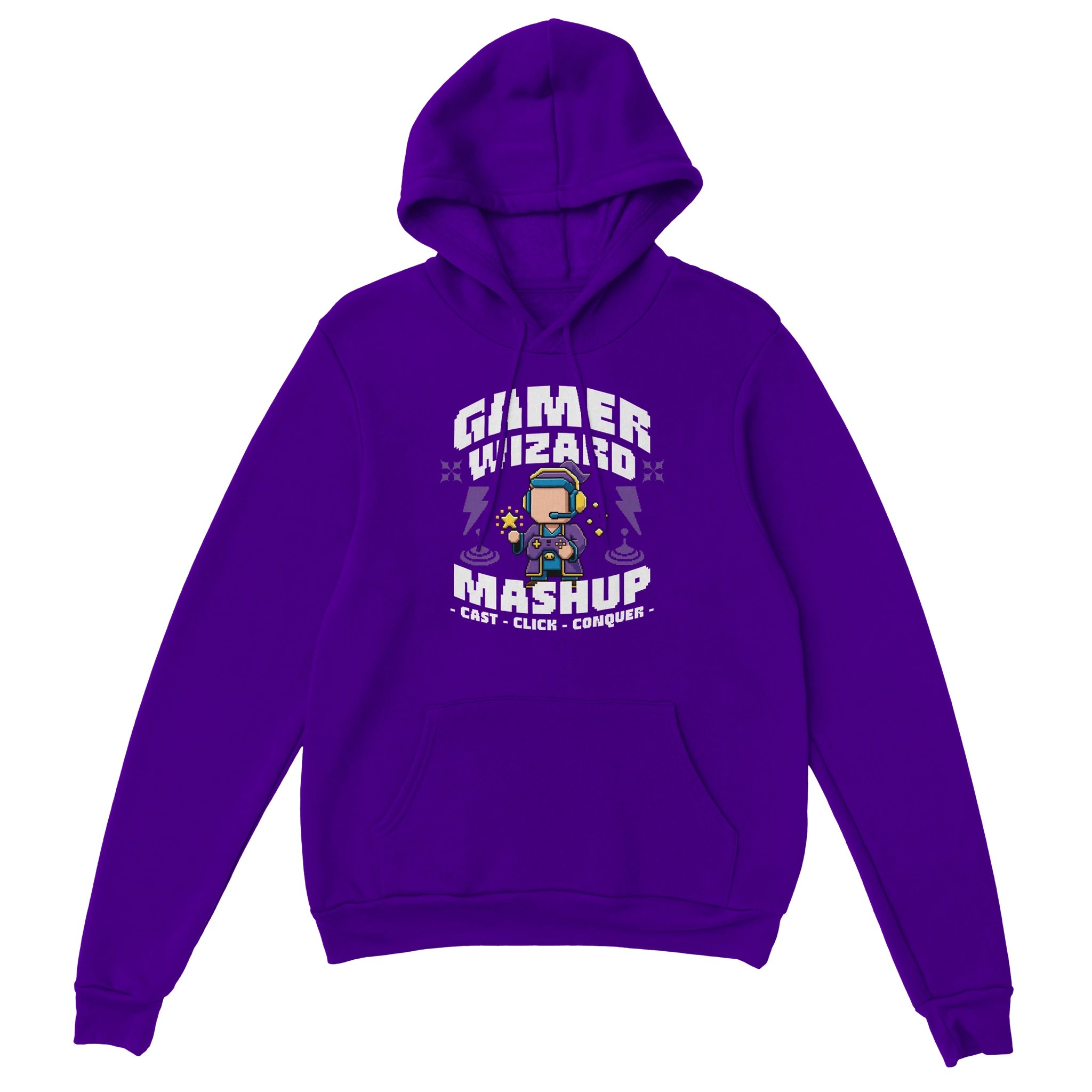 Gamer Hoodie - Wizard lila – Gaming Hoodie Flatlay mit Wizard Print