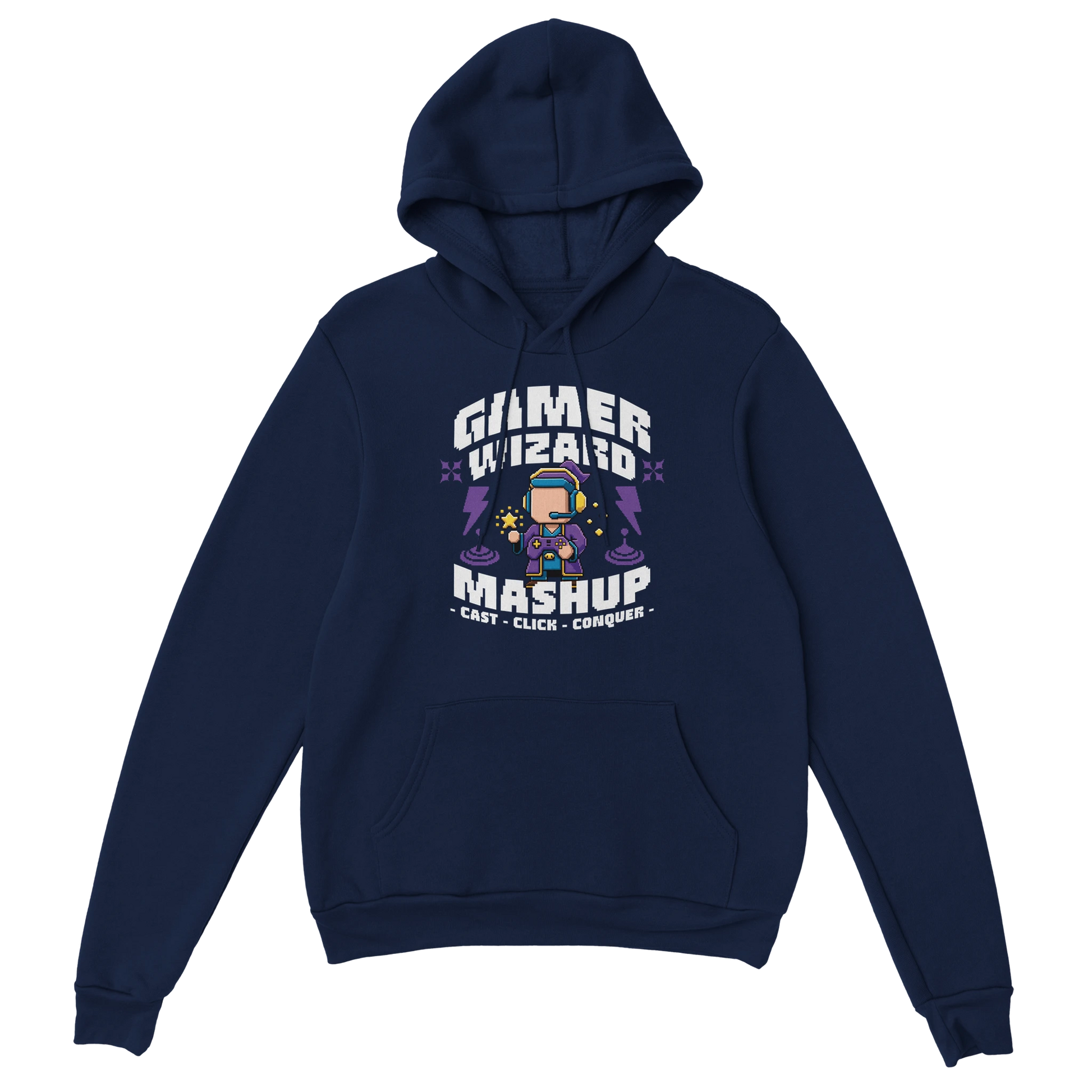 Gamer Hoodie - Wizard marine – Gaming Hoodie Flatlay mit Wizard Print