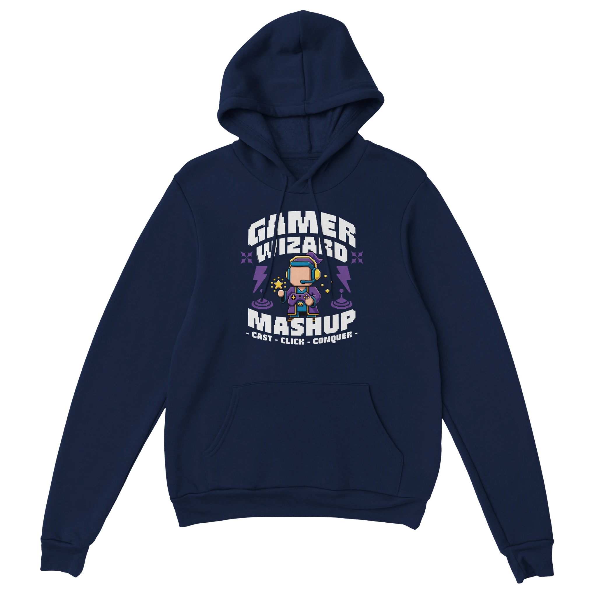 Gamer Hoodie - Wizard marine – Gaming Hoodie Flatlay mit Wizard Print