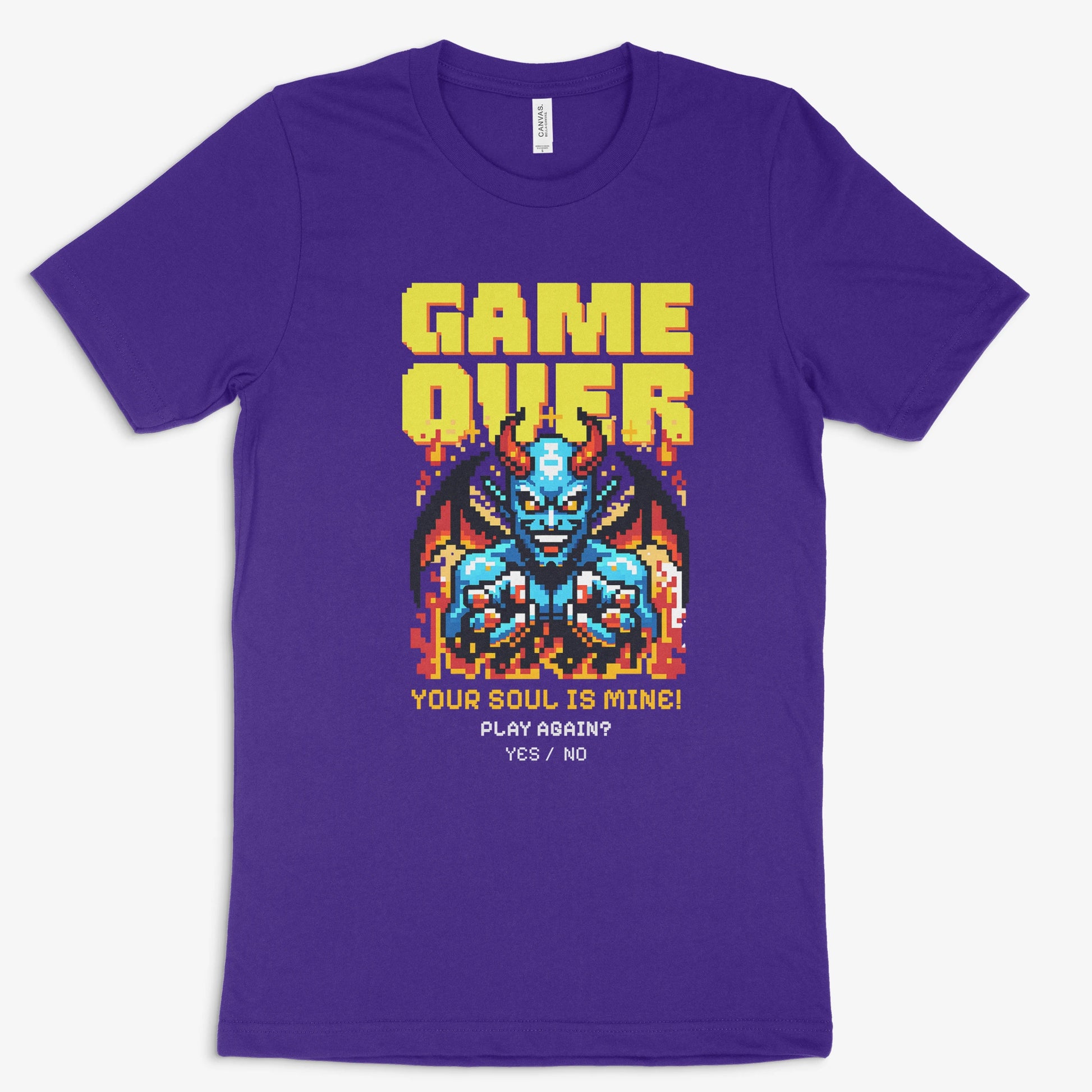 Gamer Shirt | Game Over – Pixel Demon in Farbe lila 