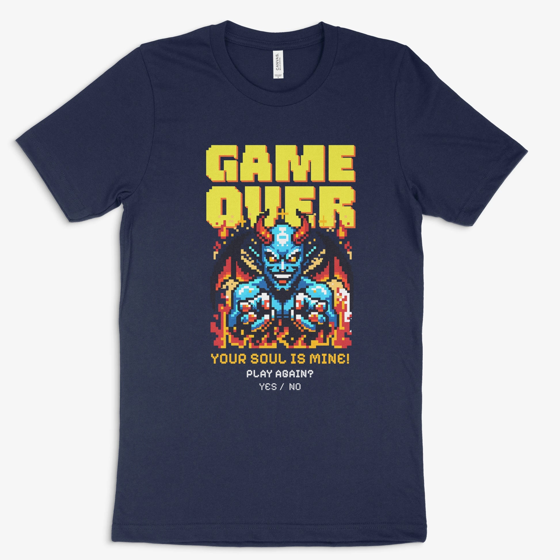 Gamer Shirt | Game Over – Pixel Demon in Farbe marine 