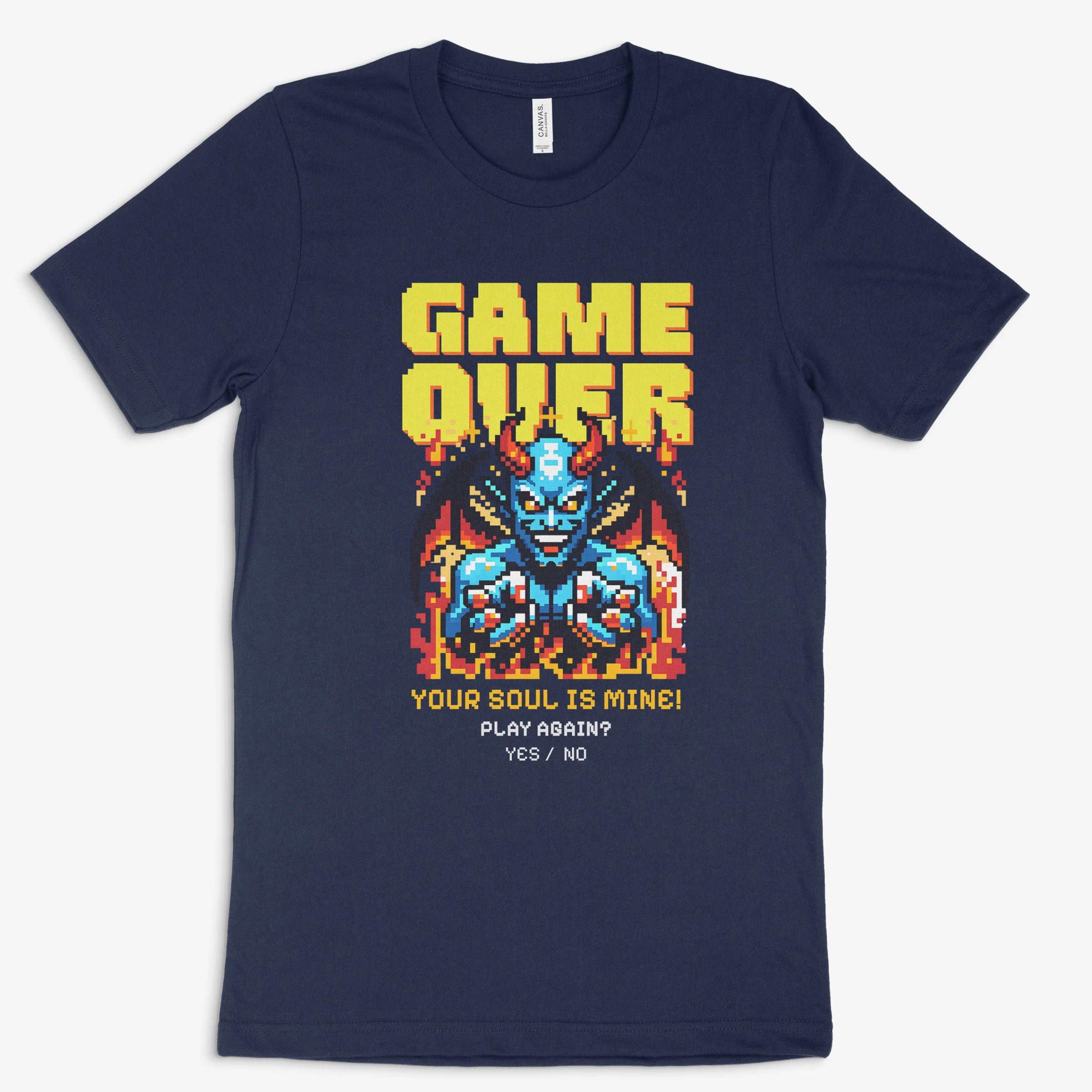 Gamer Shirt | Game Over – Pixel Demon in Farbe marine 