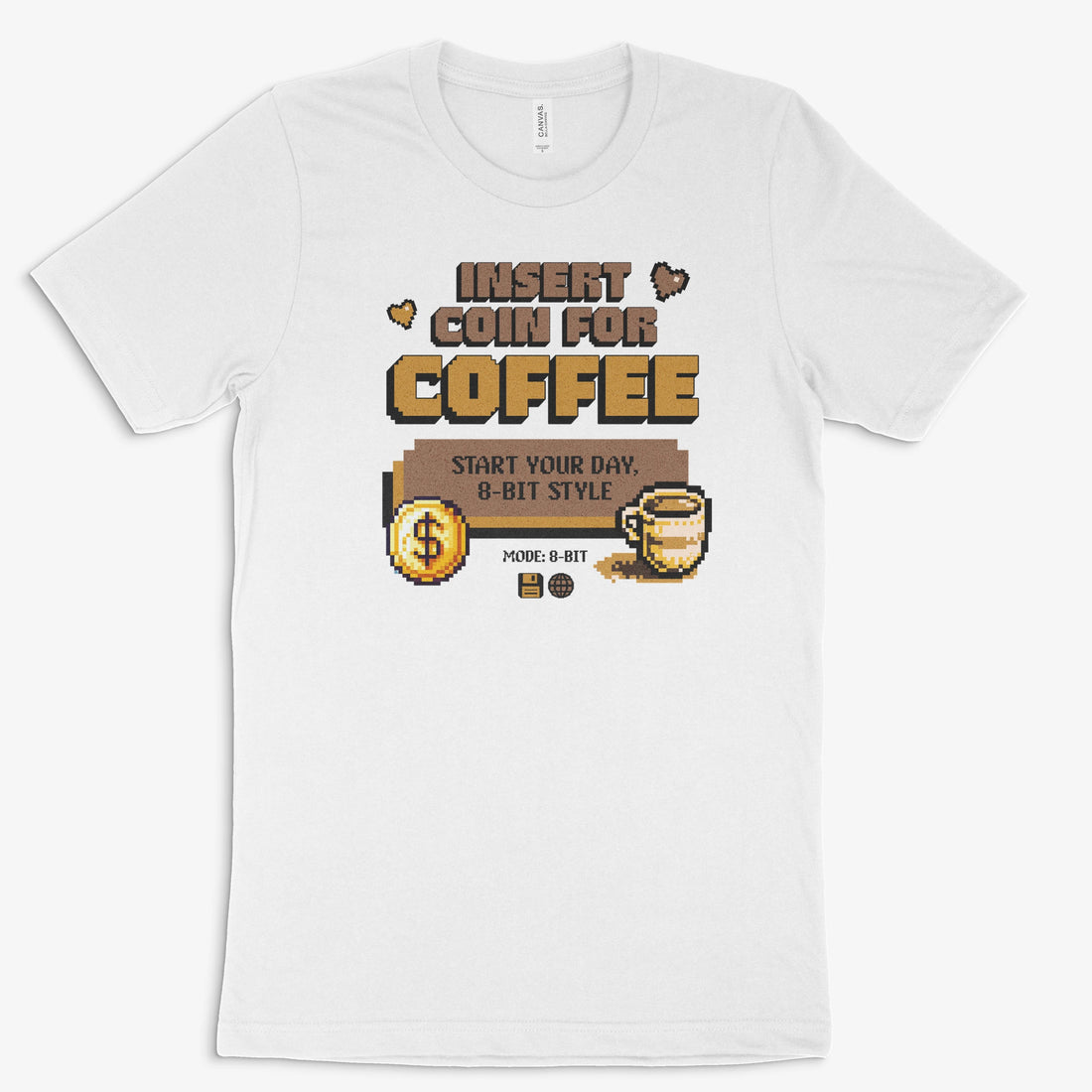 Gamer Shirt - Insert Coin for Coffee in Farbe weiss 
