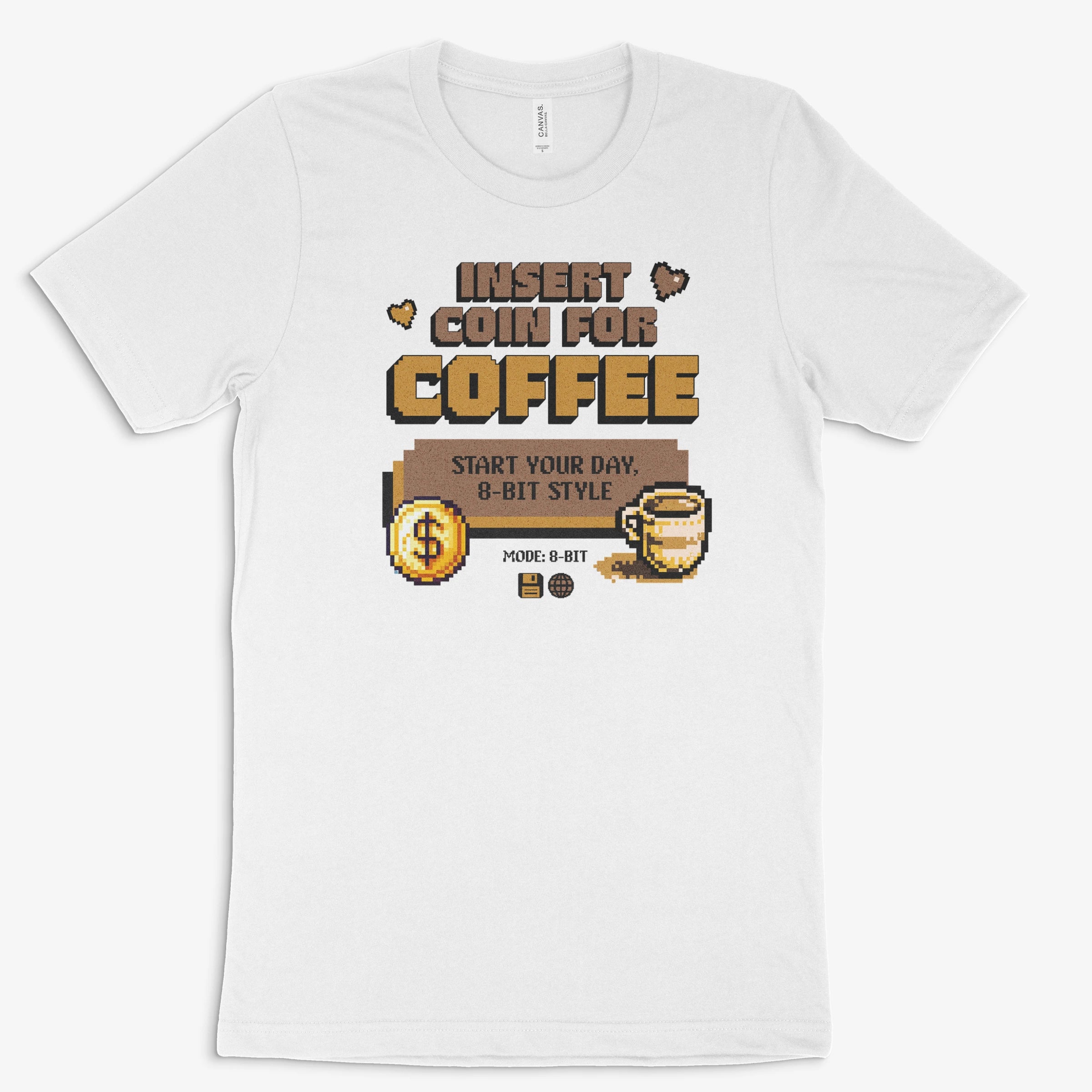 Gamer Shirt - Insert Coin for Coffee in Farbe weiss 