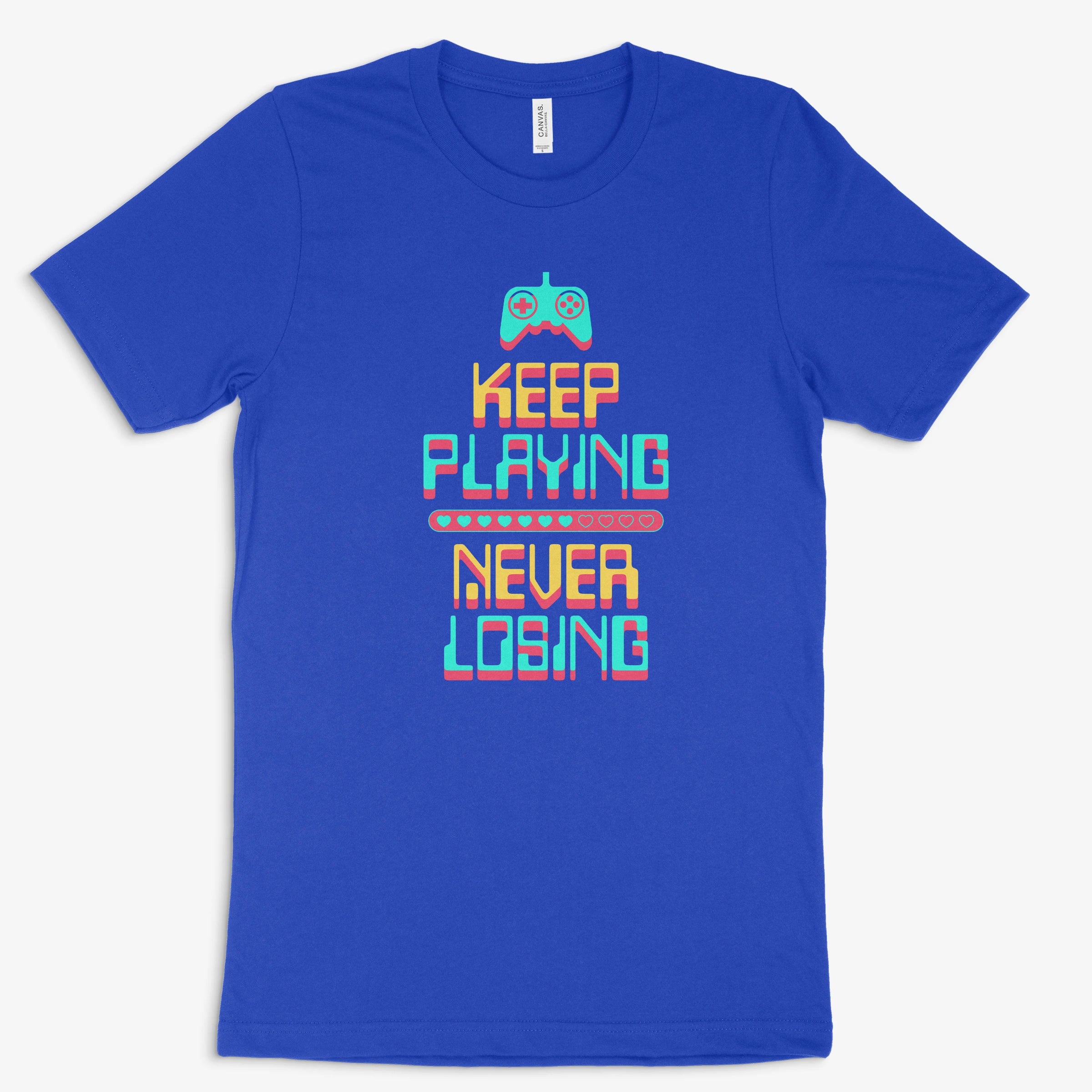 Gamer Shirt | Keep Playing – Never Losing in Farbe blau 