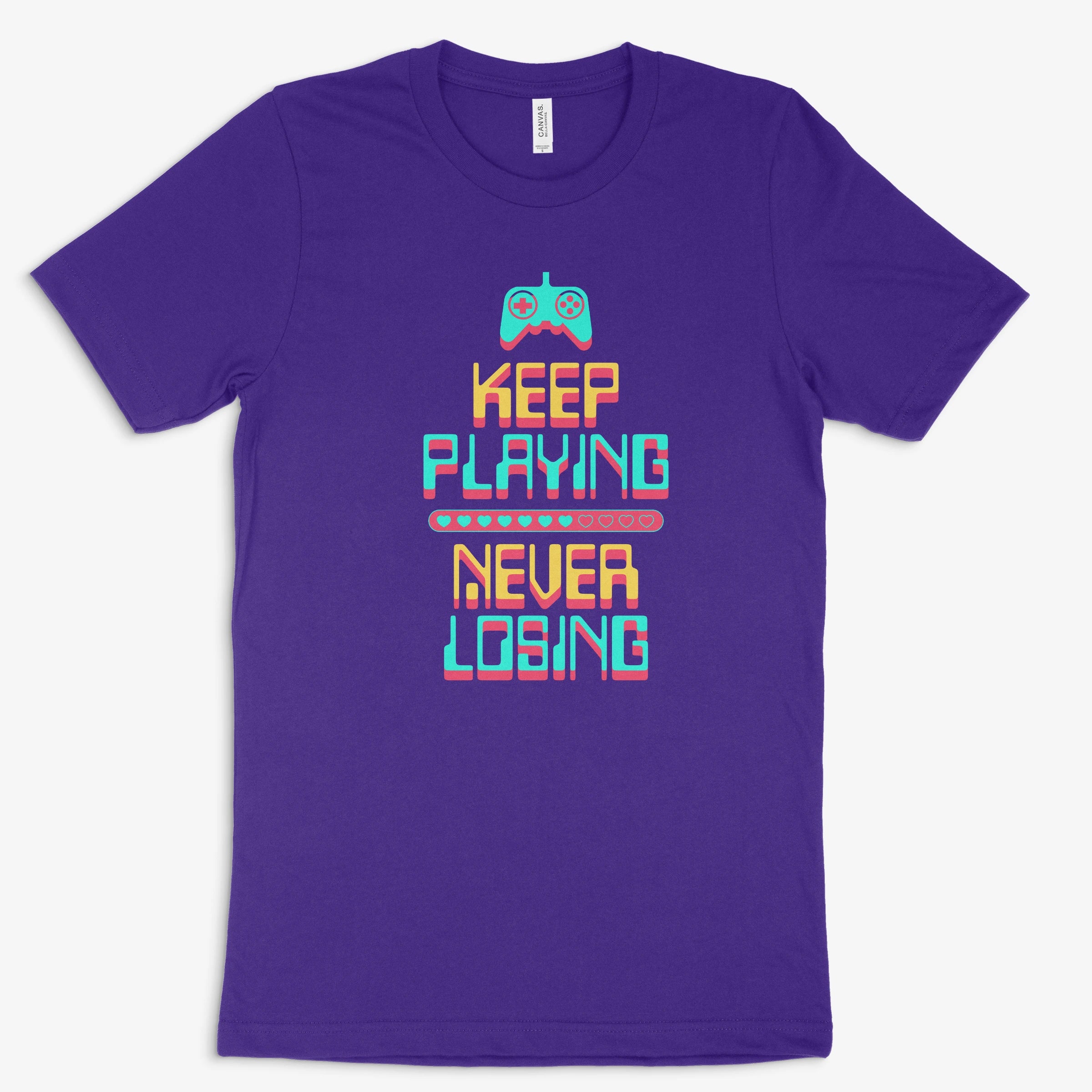 Gamer Shirt | Keep Playing – Never Losing in Farbe lila 