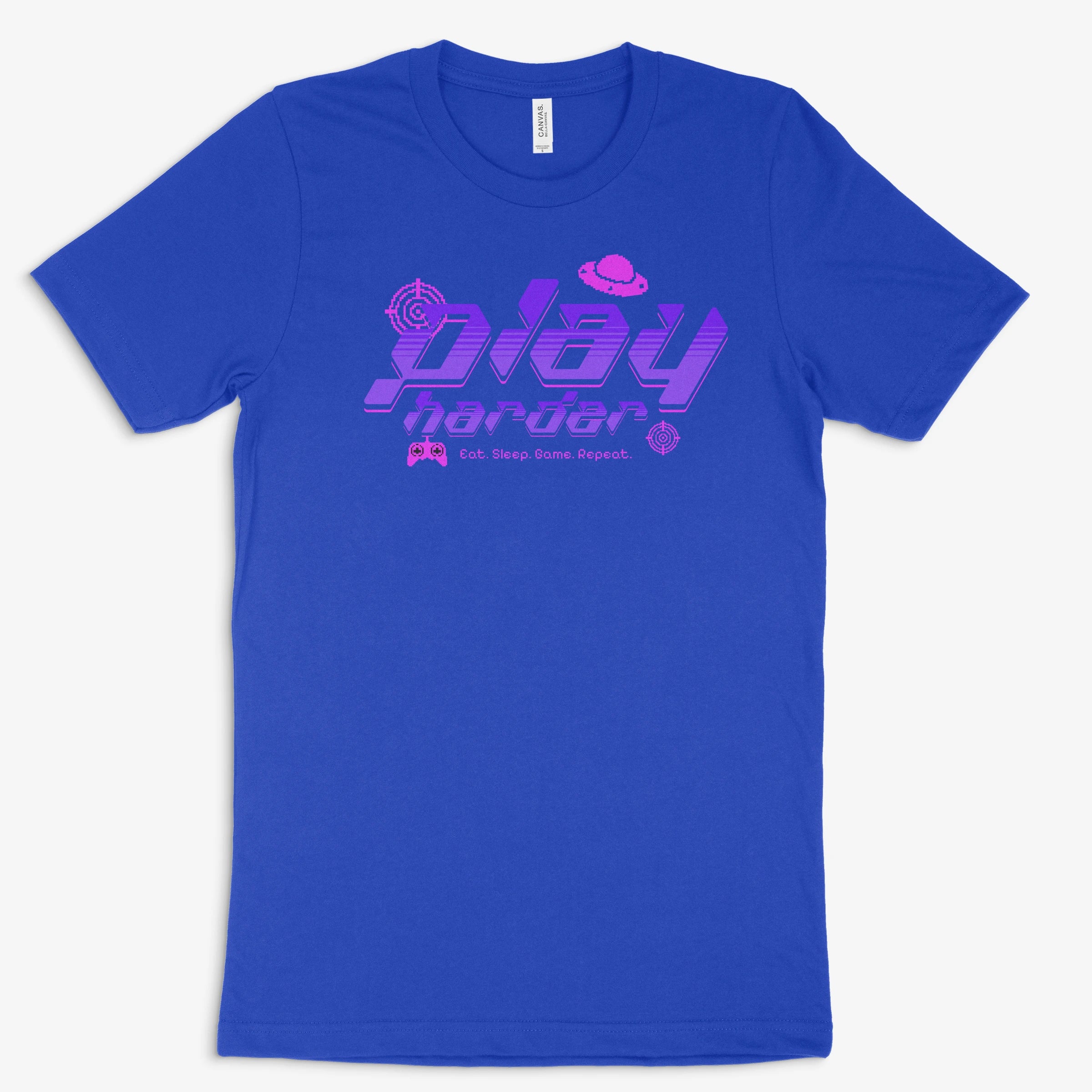 Gamer Shirt - Play Harder in Farbe blau 