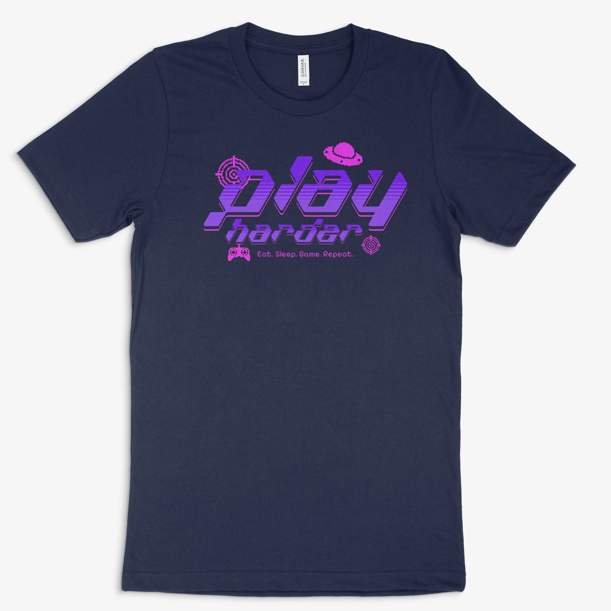 Gamer Shirt - Play Harder in Farbe marine 