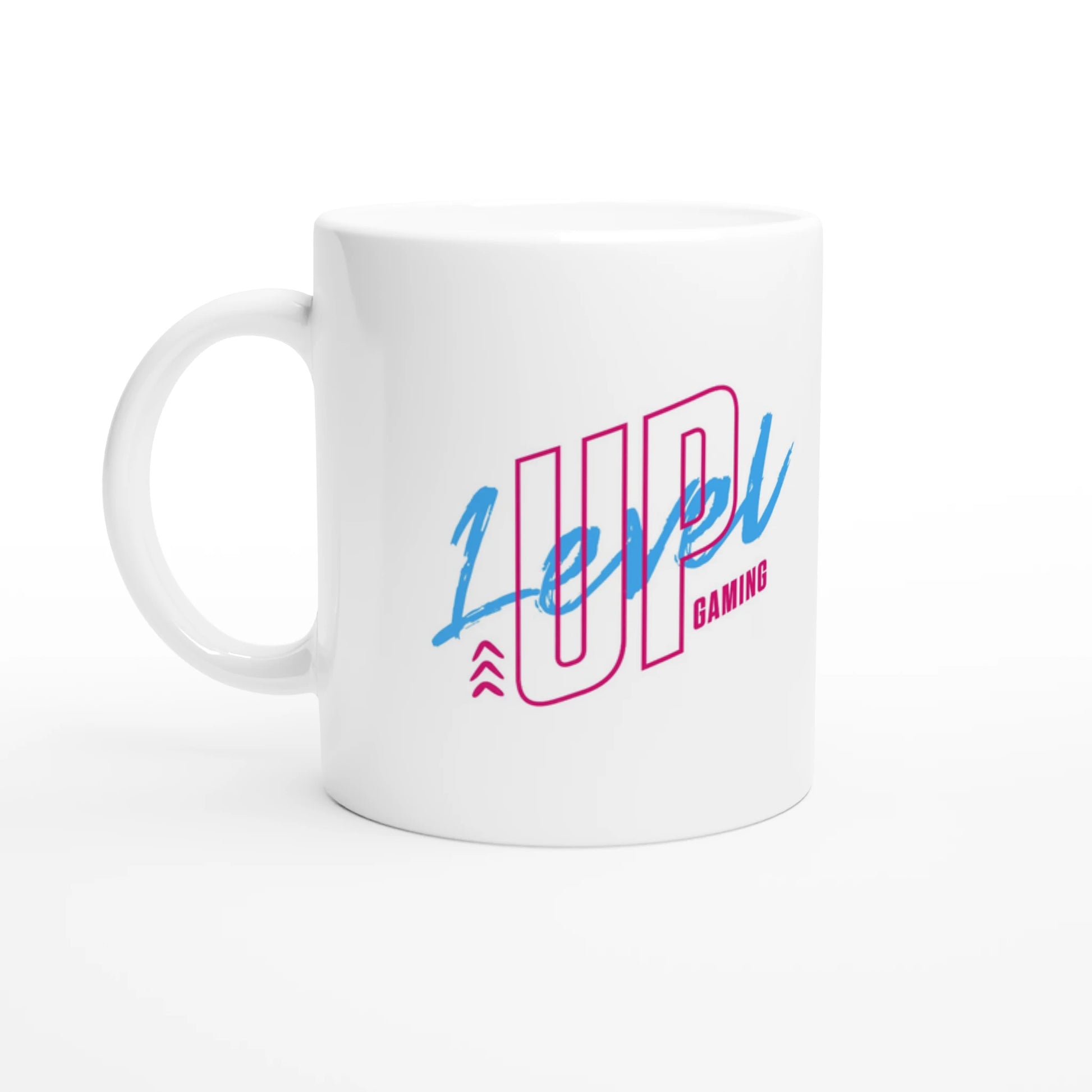 Gaming Tasse - Level Up Tasse frontansicht – hochwertiges Nerdrovert Mockup mit Gaming Motiv