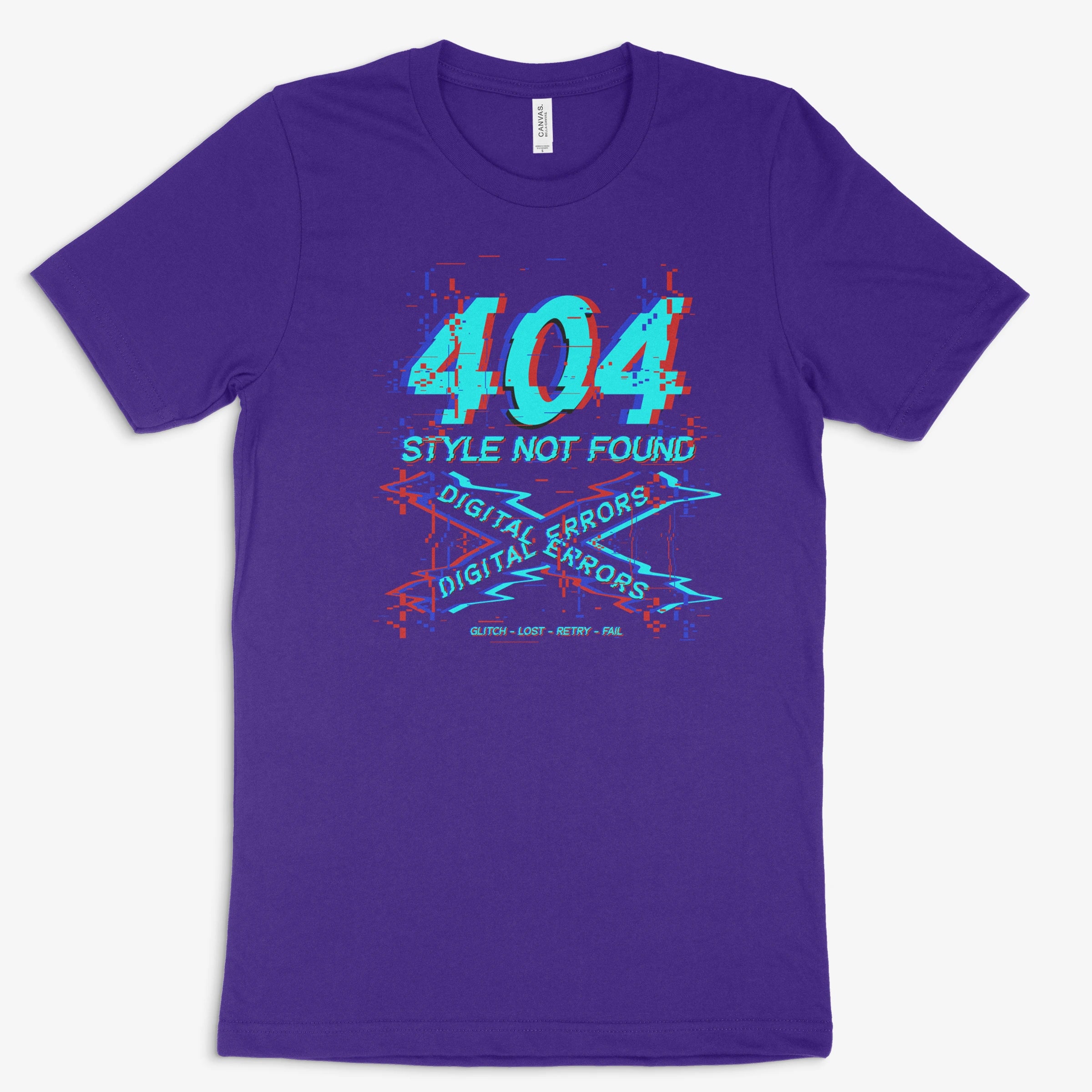 Glitch Shirt | 404 – Style Not Found in Farbe lila 