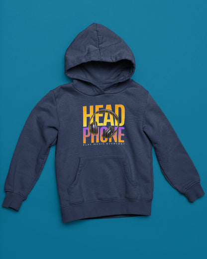 Headphone | Hoodie fuer Musikliebhaber & Daily-Listeners – marine Hoodie als flatlay-Mockup, modernes Gaming-Design und hochwertiges Produktfoto.