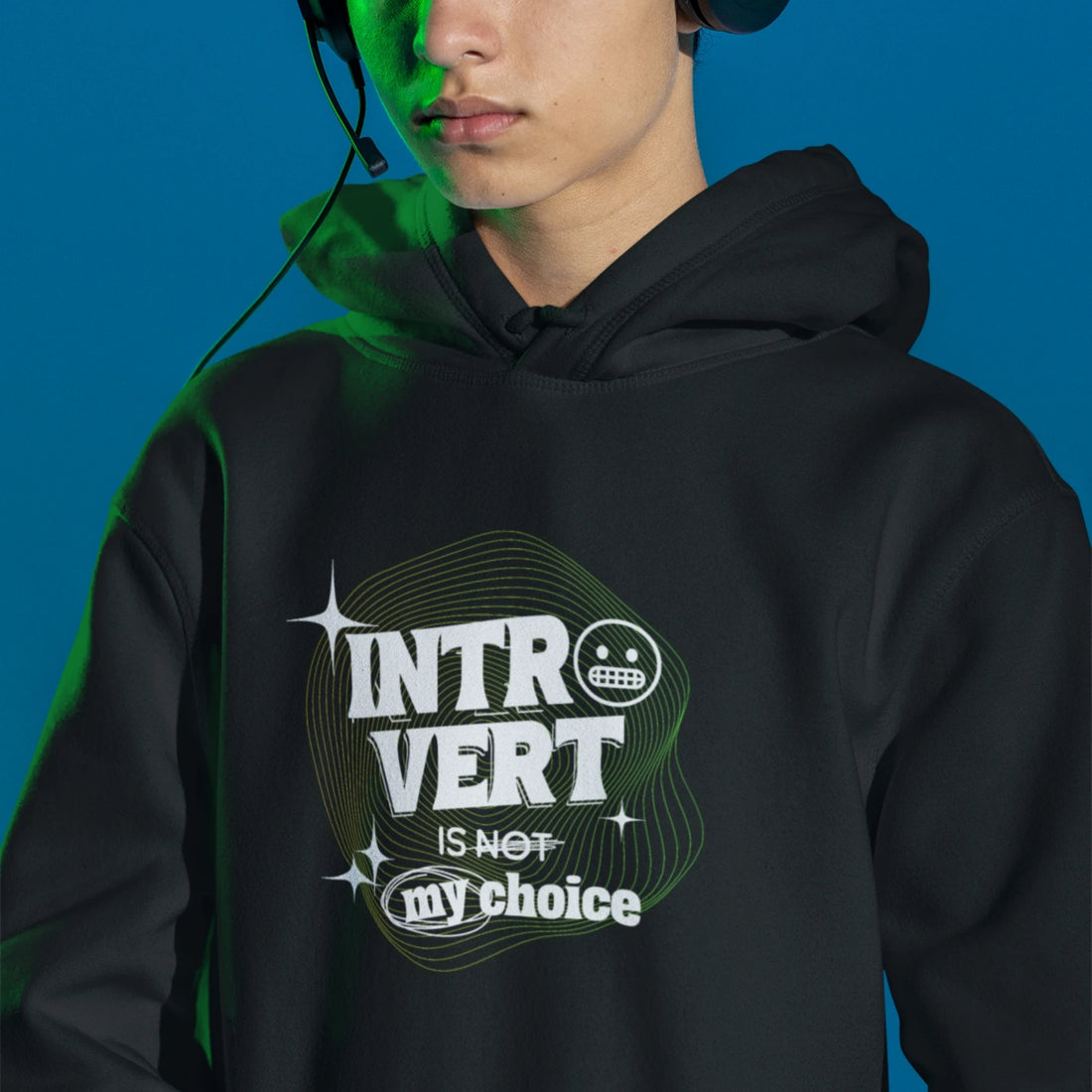 Schwarzer Introvert Is Not My Choice Hoodie mit Statement Print für Introvertierte