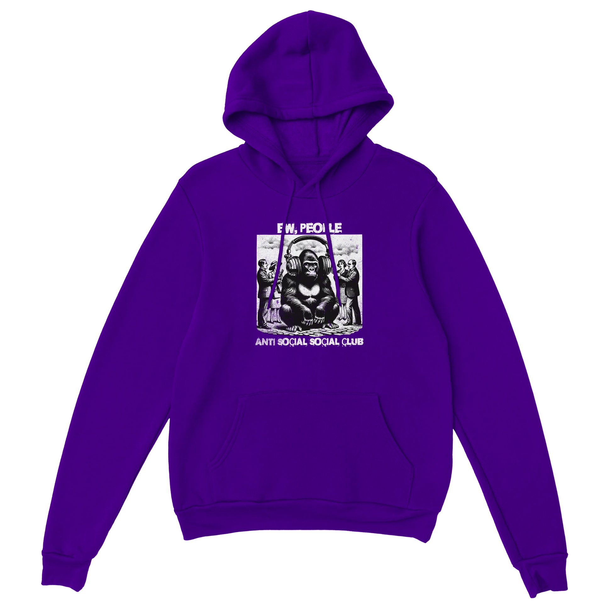 Introvert Hoodie - Anti Social Club lila – Gaming Hoodie Flatlay mit Introvert  Anti Social Club Print
