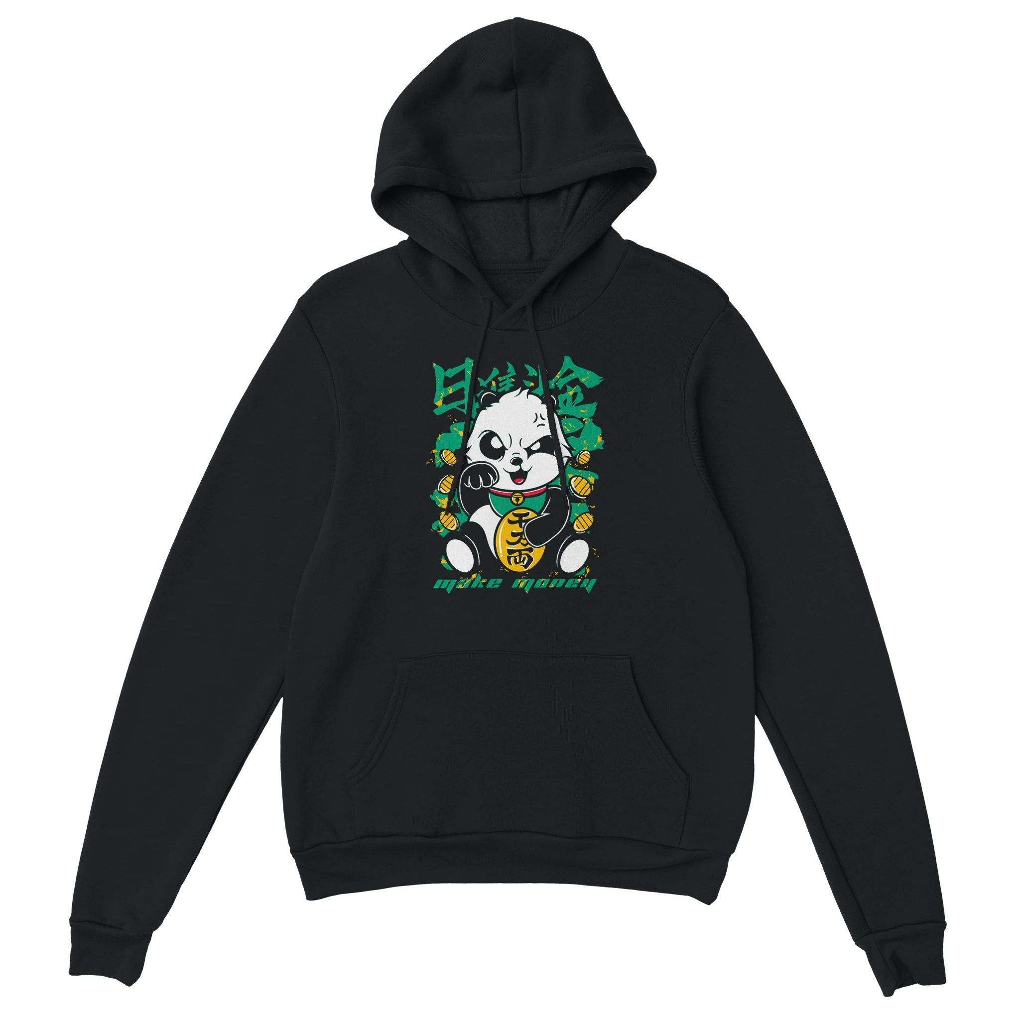 Kawaii Hoodie - Make Money Panda schwarz – Gaming Hoodie Flatlay mit Kawaii  Make Money Panda Print