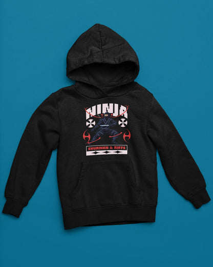 Ninja | Pixel-Stealth Hoodie fuer Schattenkrieger – schwarz Hoodie als flatlay-Mockup, modernes Gaming-Design und hochwertiges Produktfoto.
