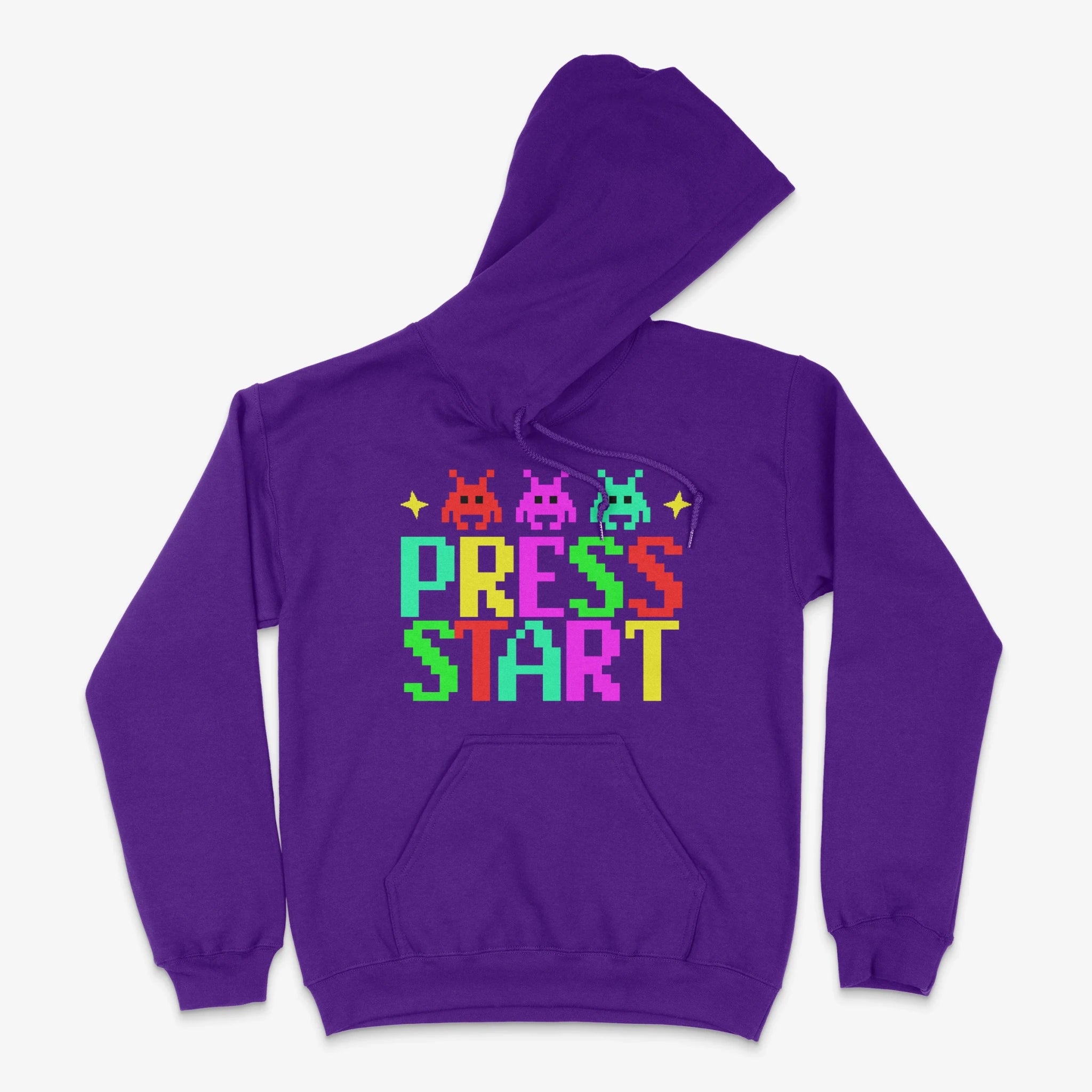 Pixel Gamer Hoodie - Press Start Hoodie in Farbe lila  