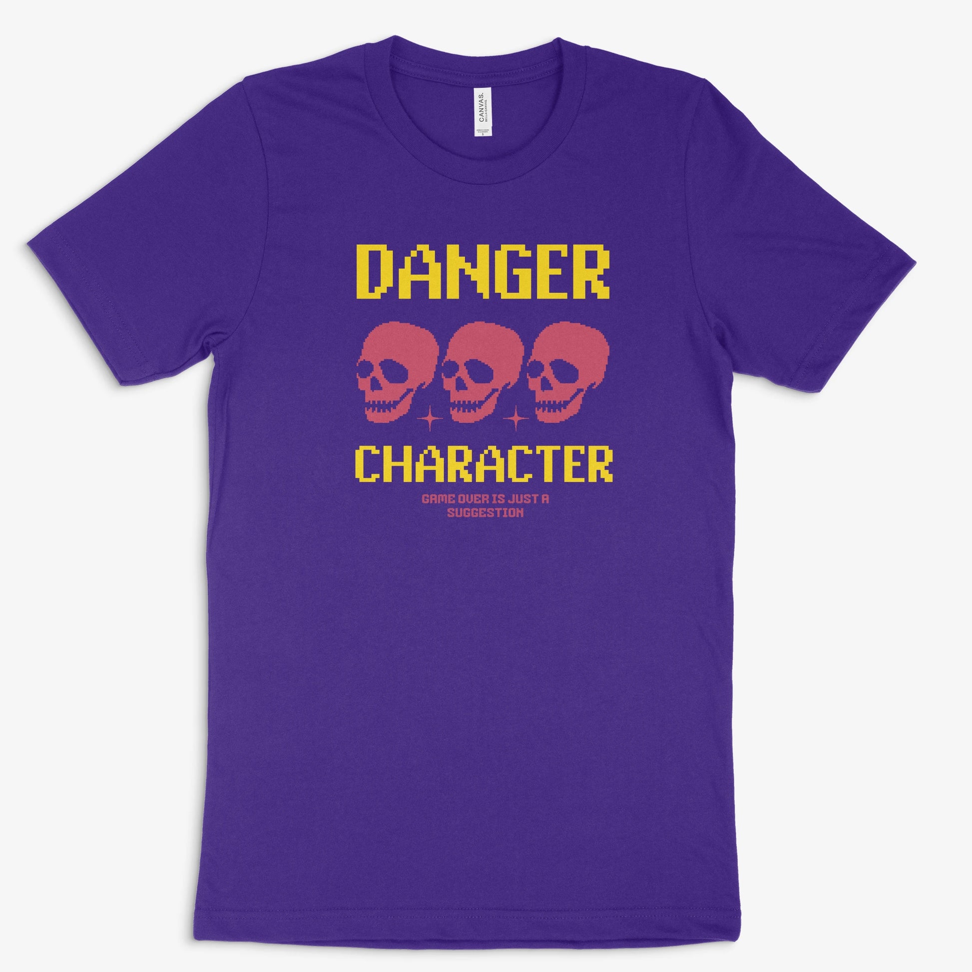 Pixel Gamer Shirt - Danger Character in Farbe lila 