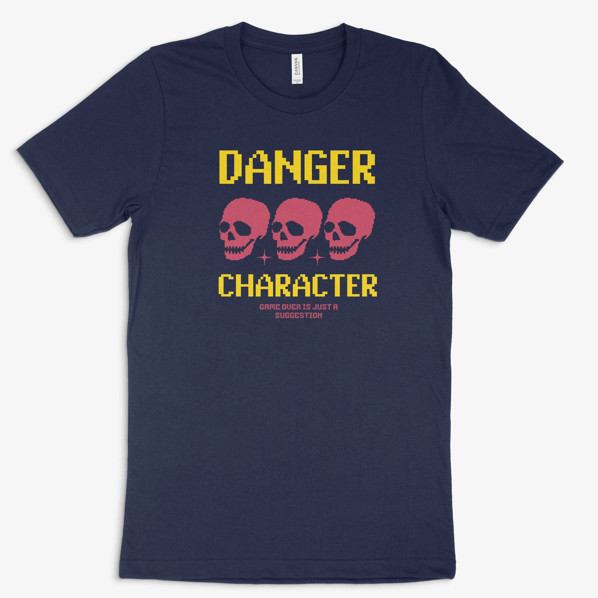 Pixel Gamer Shirt - Danger Character in Farbe marine 