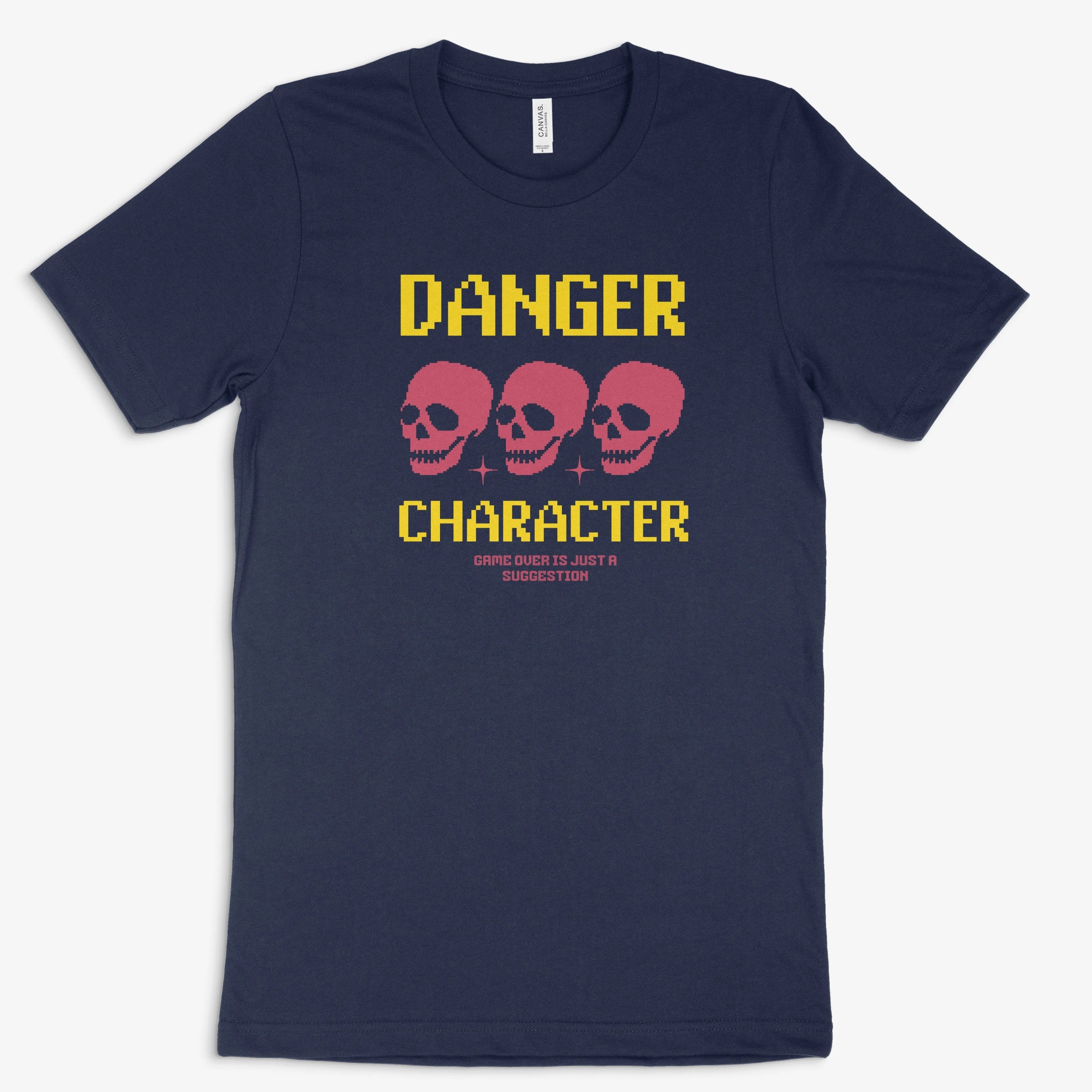 Pixel Gamer Shirt - Danger Character in Farbe marine 