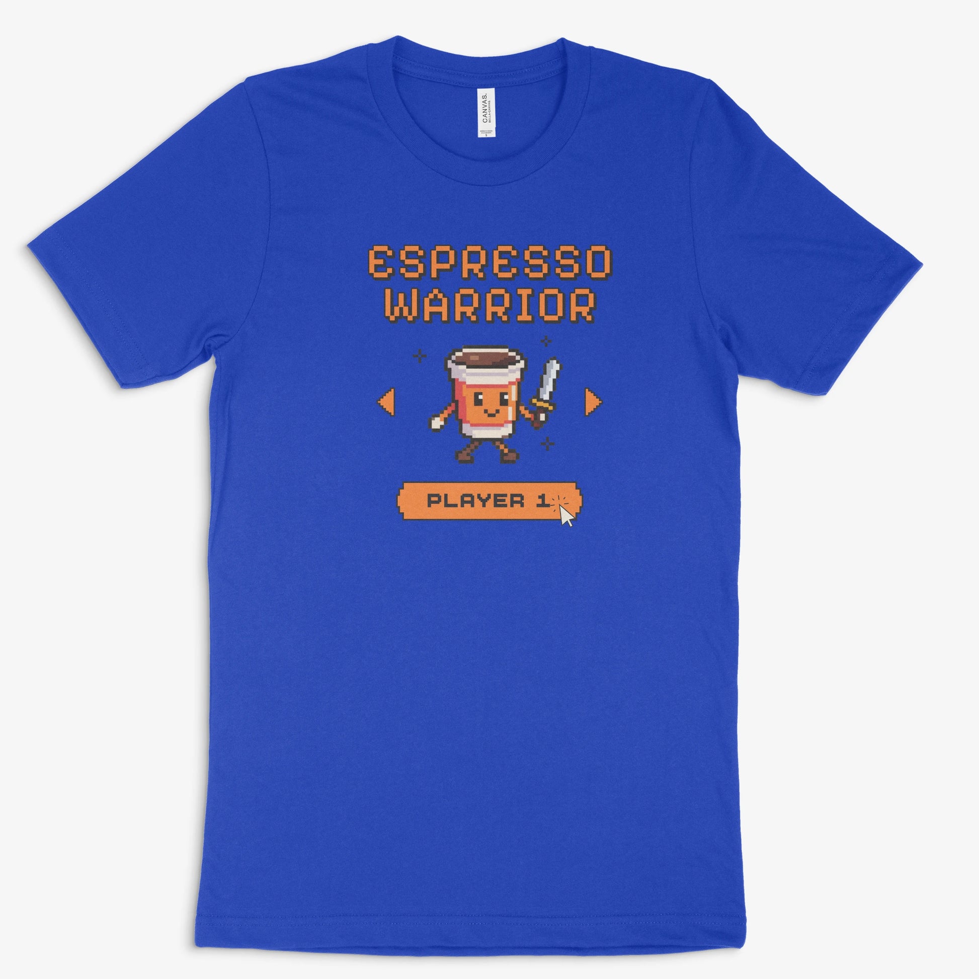 Pixel Gamer Shirt - Espresso Warrior in Farbe blau 