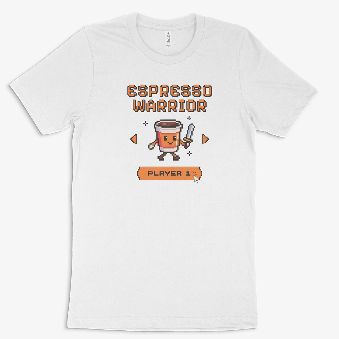 Pixel Gamer Shirt - Espresso Warrior in Farbe weiss 