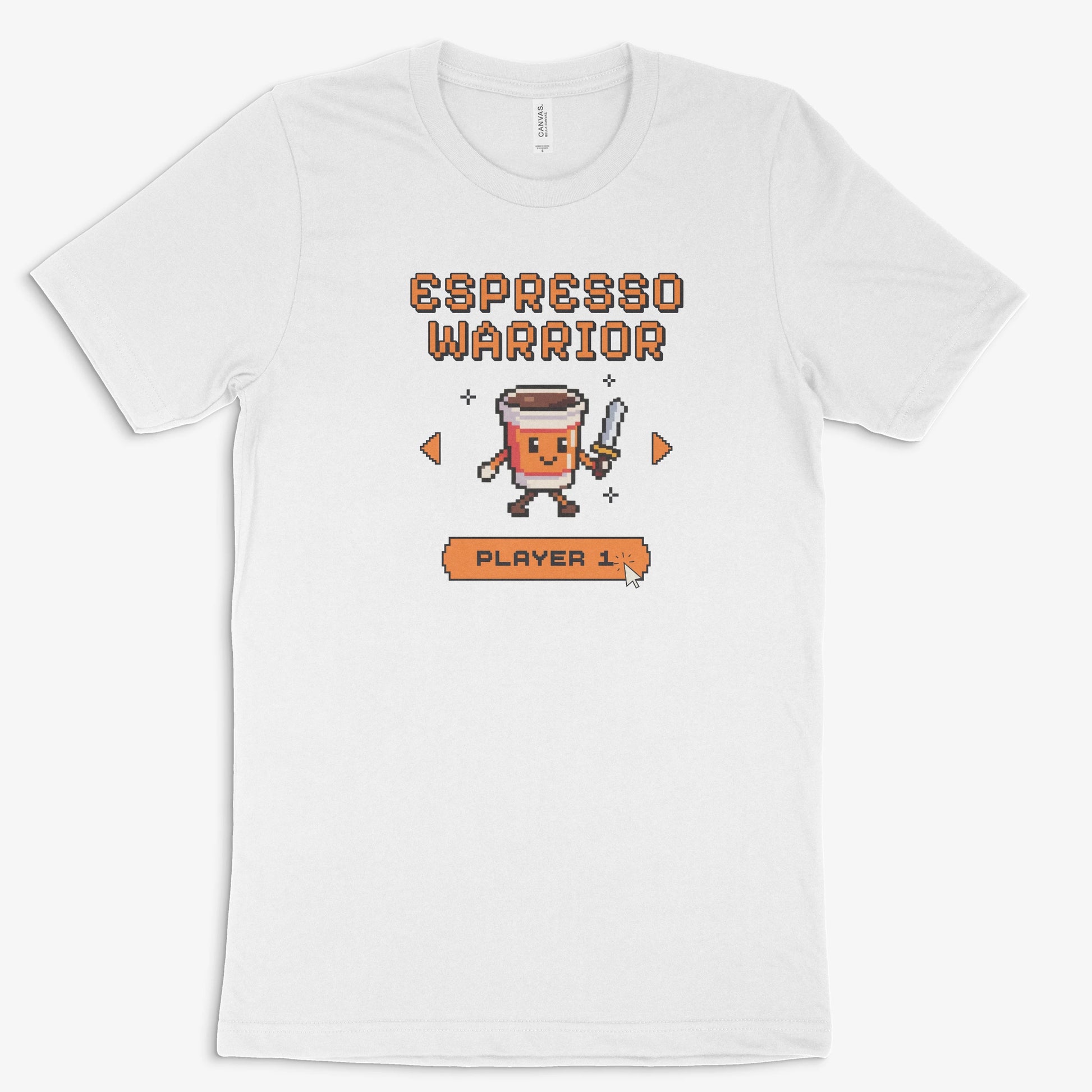 Pixel Gamer Shirt - Espresso Warrior in Farbe weiss 