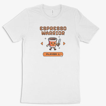 Pixel Gamer Shirt - Espresso Warrior in Farbe weiss 