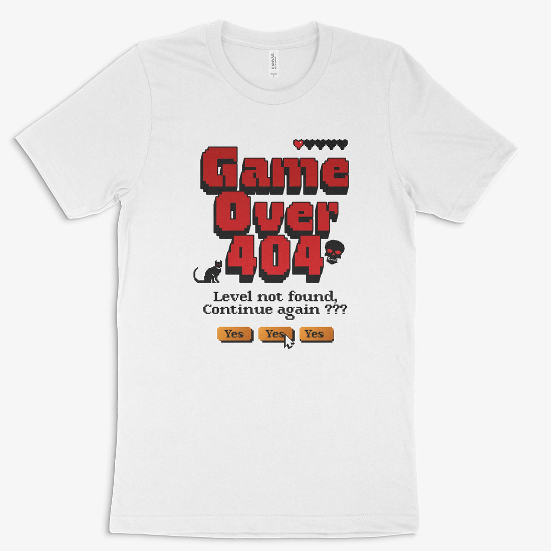 Pixel Gamer Shirt - Game Over 404 in Farbe weiss 