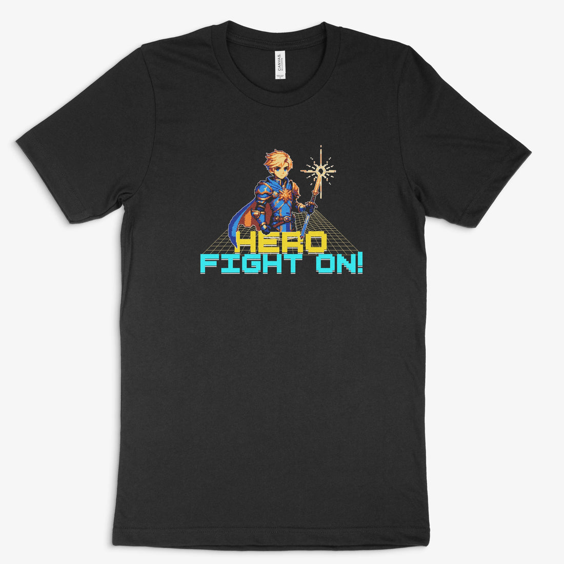Pixel Gamer Shirt | Hero – Fight On! in Farbe schwarz 