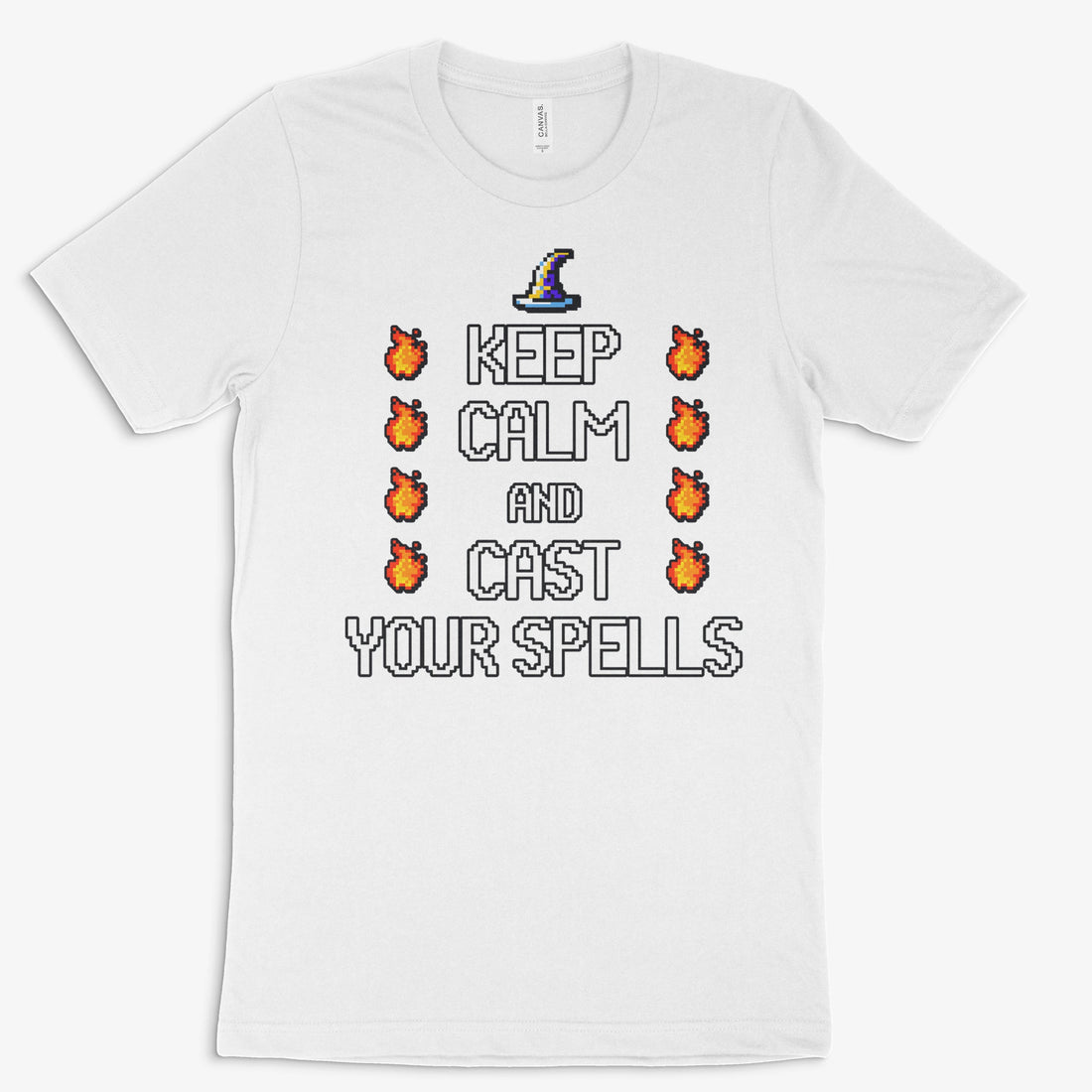Pixel Gamer Shirt - Keep Calm and Cast Your Spells in Farbe weiss 