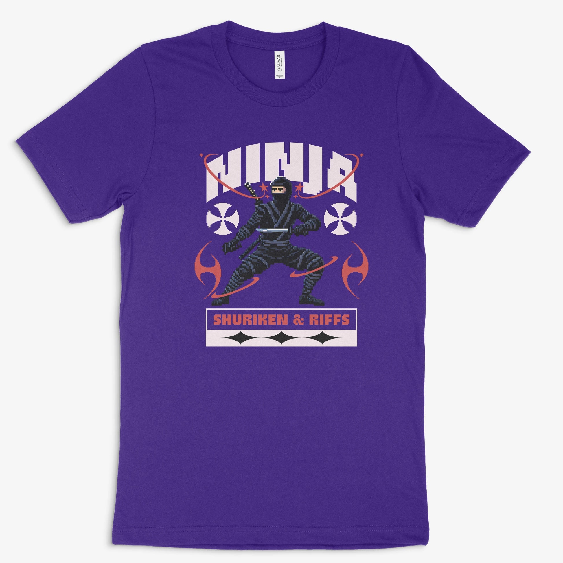 Pixel Gamer Shirt - Ninja in Farbe lila 
