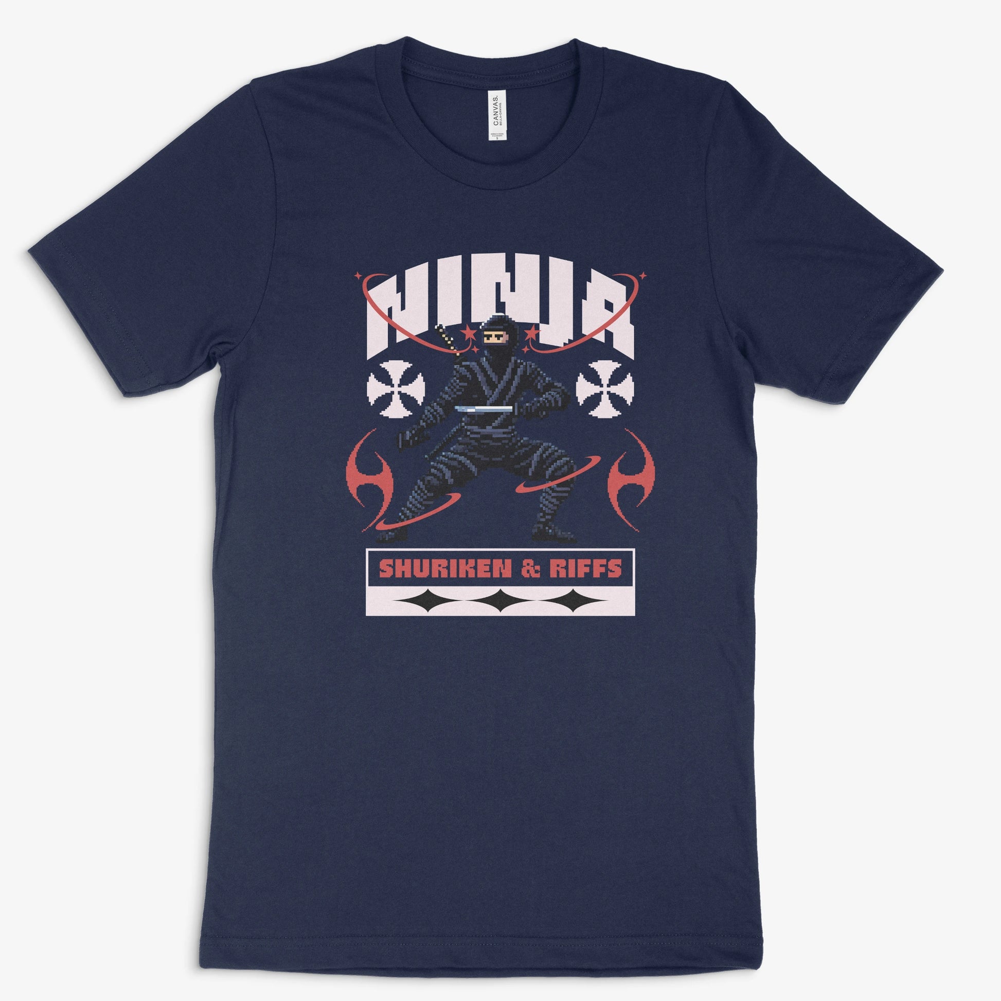 Pixel Gamer Shirt - Ninja in Farbe marine 