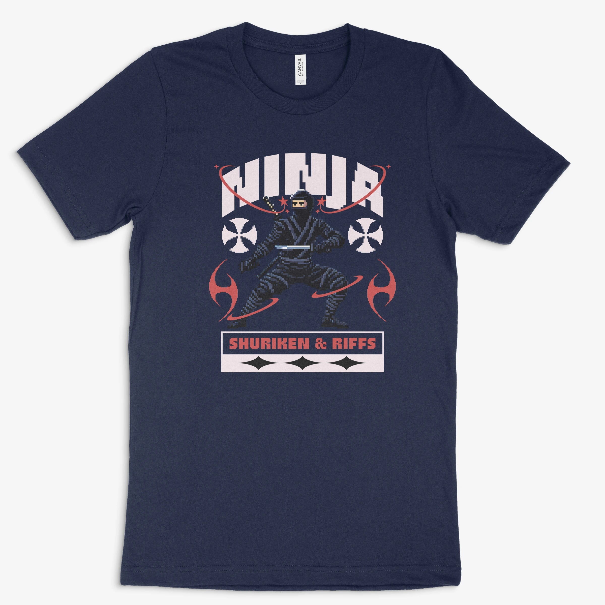 Pixel Gamer Shirt - Ninja in Farbe marine 