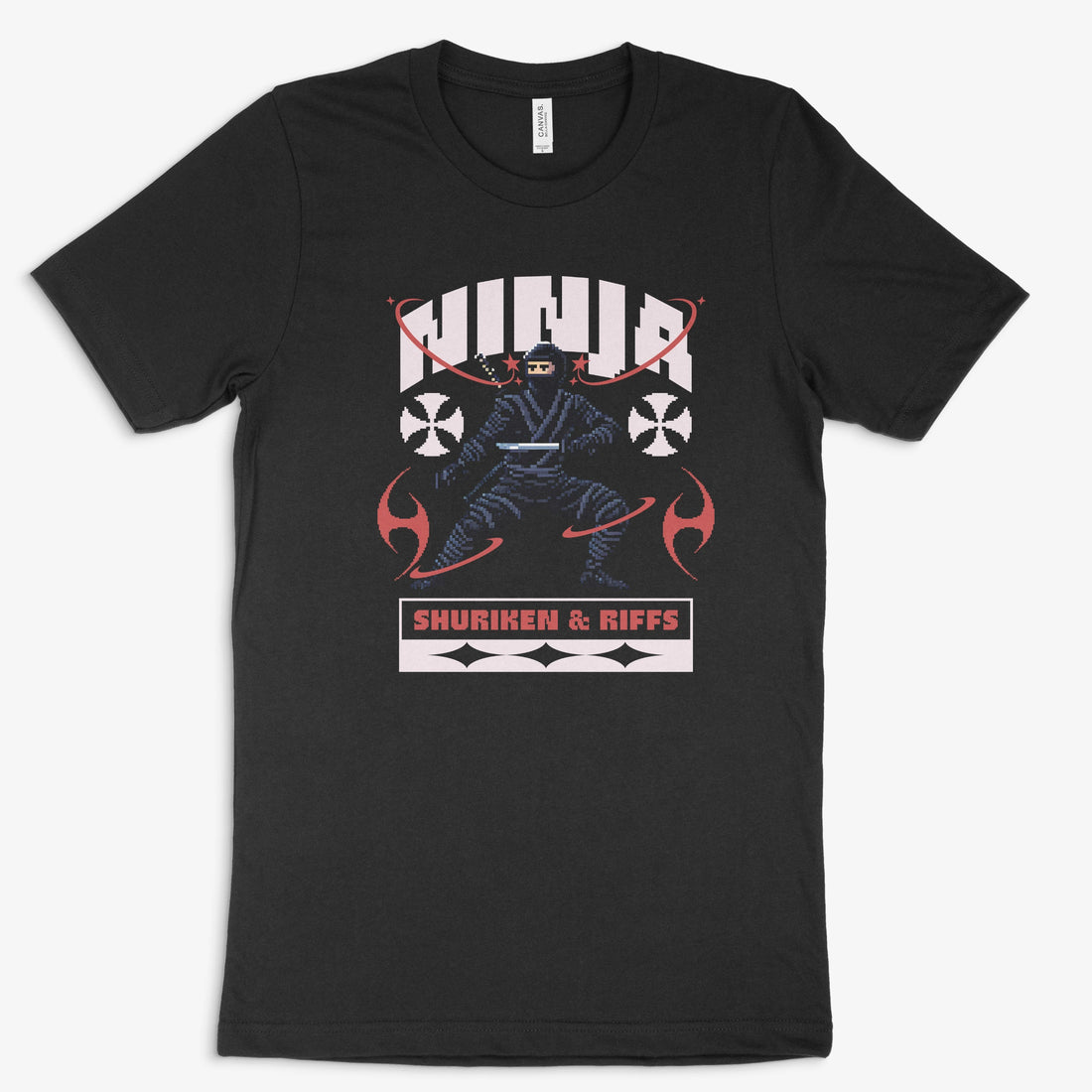 Pixel Gamer Shirt - Ninja in Farbe schwarz 