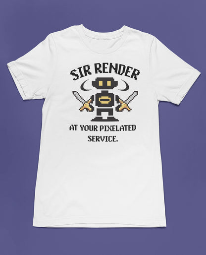 Pixel Ninja – Dual Blade Warrior | Retro 8-Bit T-Shirt für Gamer – weiss T-Shirt als flatlay-Mockup, modernes Gaming-Design und hochwertiges Produktfoto.