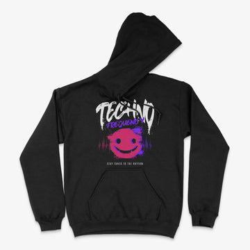 Rave Hoodie - Techno Frequency Hoodie in Farbe schwarz  