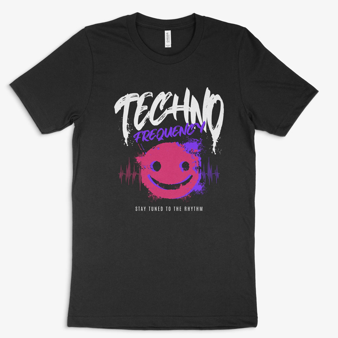 Rave Shirt - Techno Frequency in Farbe schwarz 