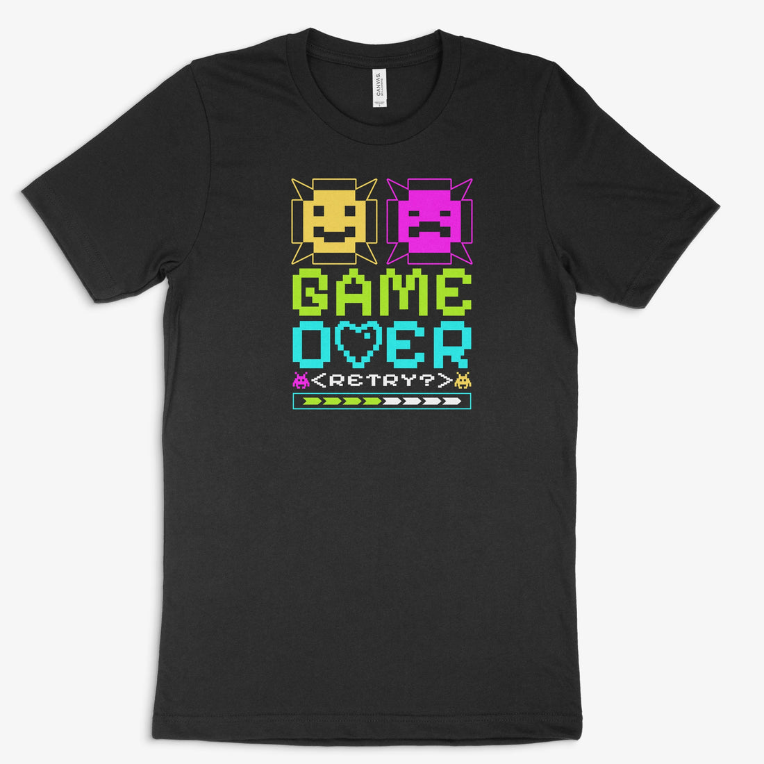 Retro Gamer Shirt - Game Over Retry in Farbe schwarz 