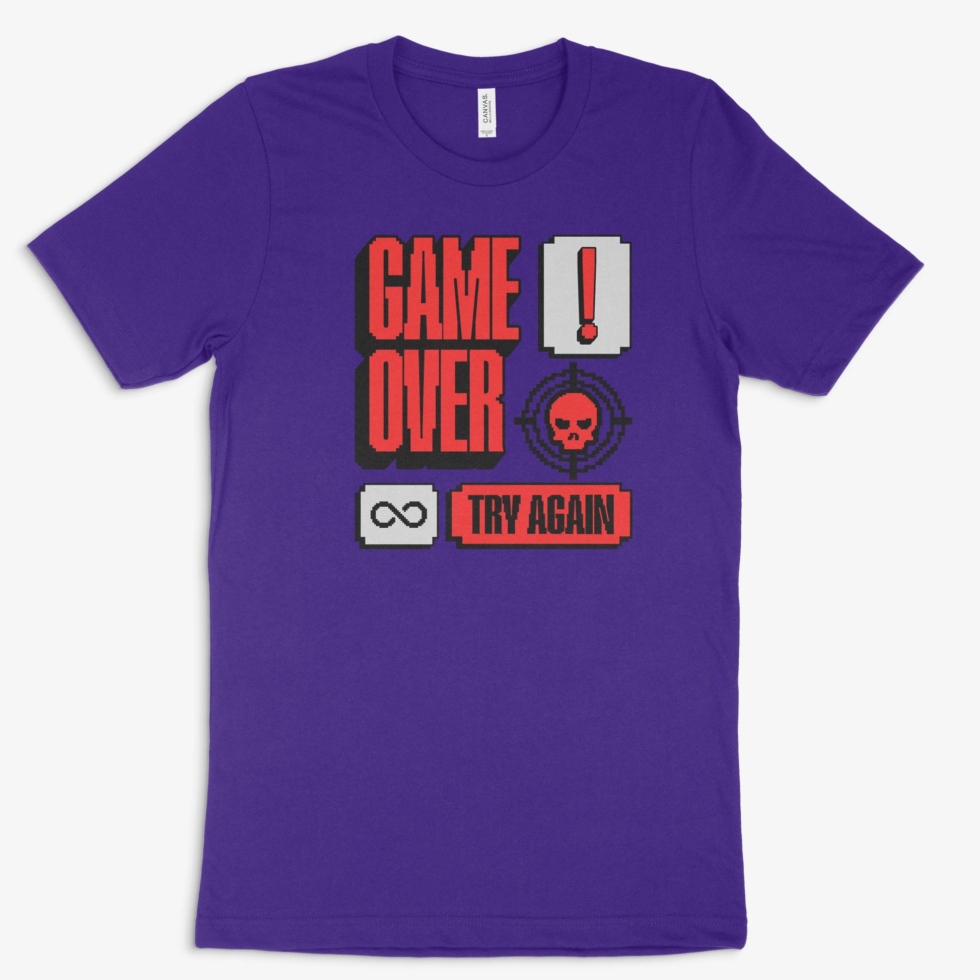 Retro Gamer Shirt - Game Over! Try Again in Farbe lila 